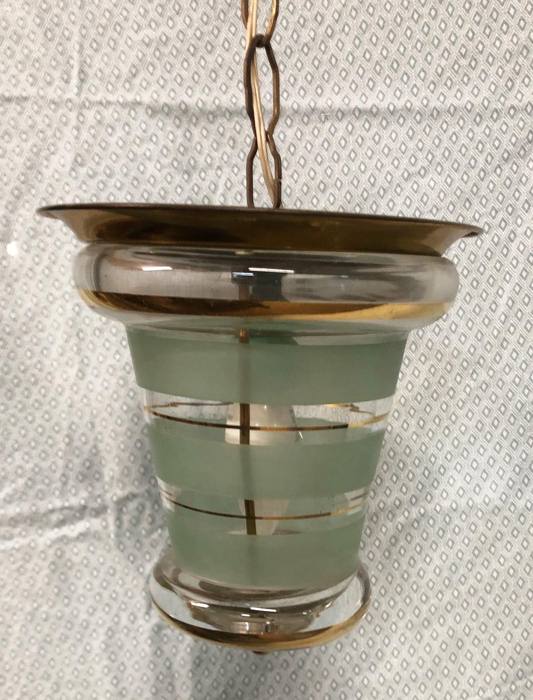 Italian Chandelier from 1950 with Original Glass and Brass 2