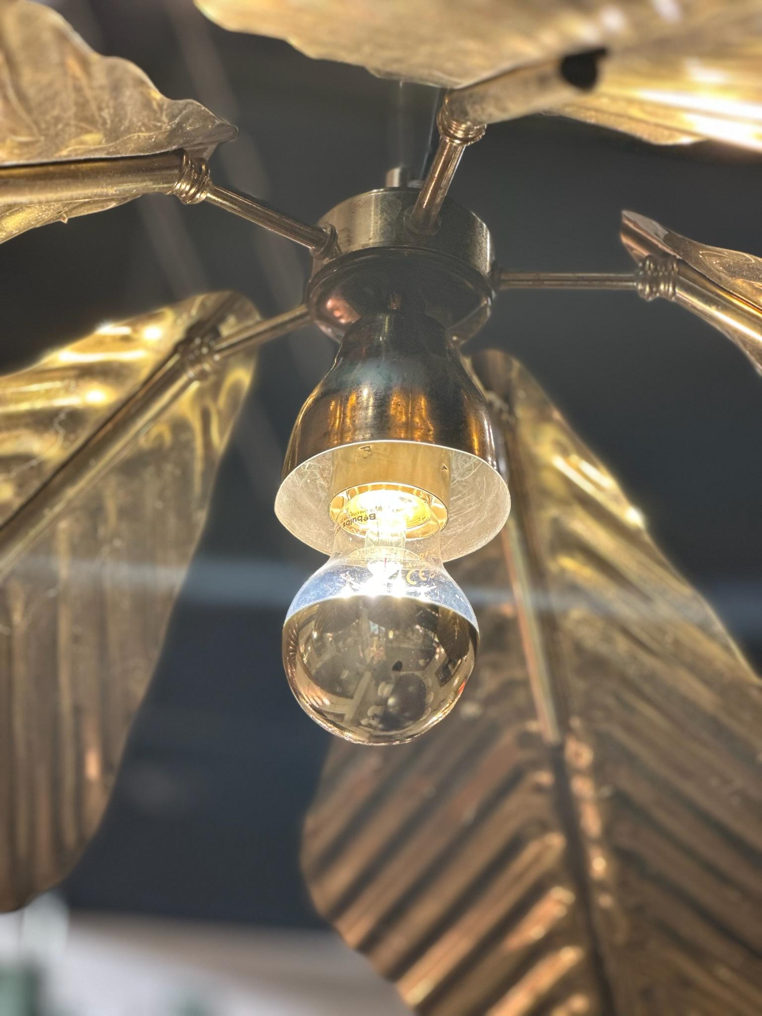 Brass Italian chandelier from the 70's For Sale