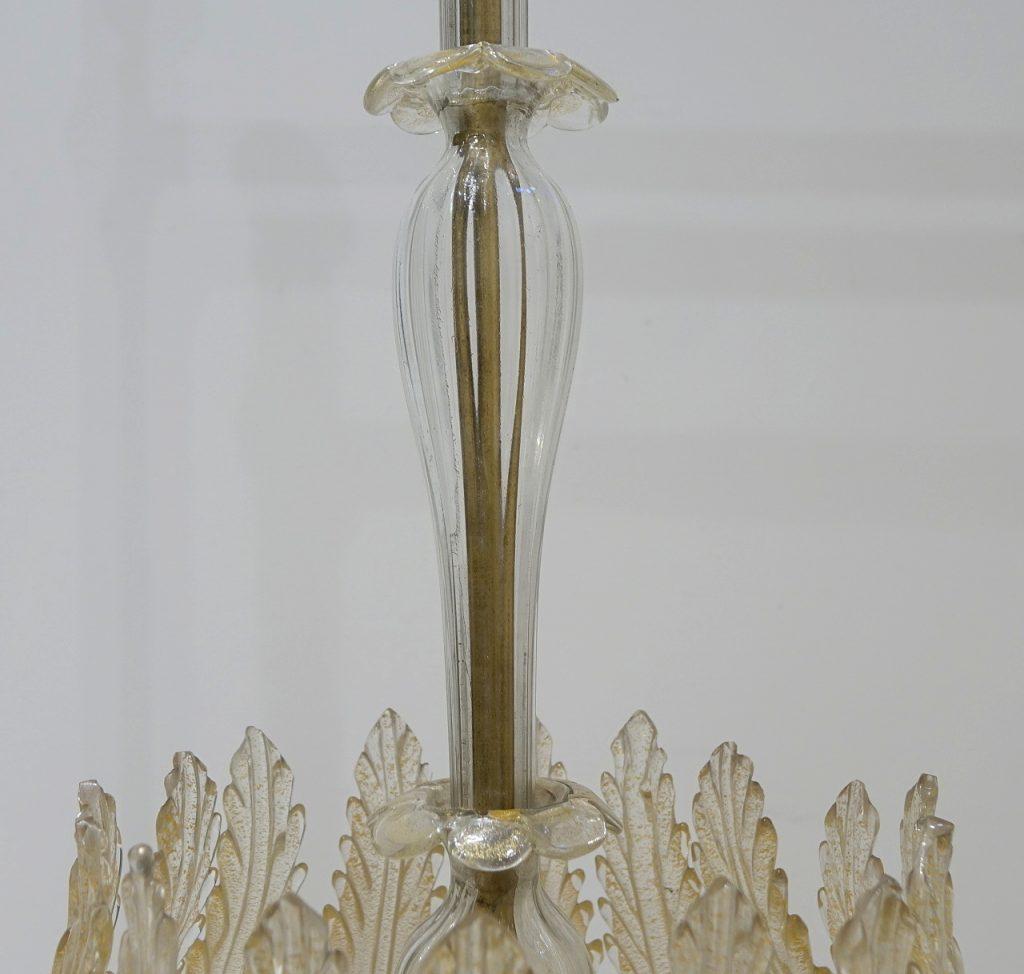 Italian Chandelier Gold Inclusion by Barovier & Toso, Murano, 1940s 7