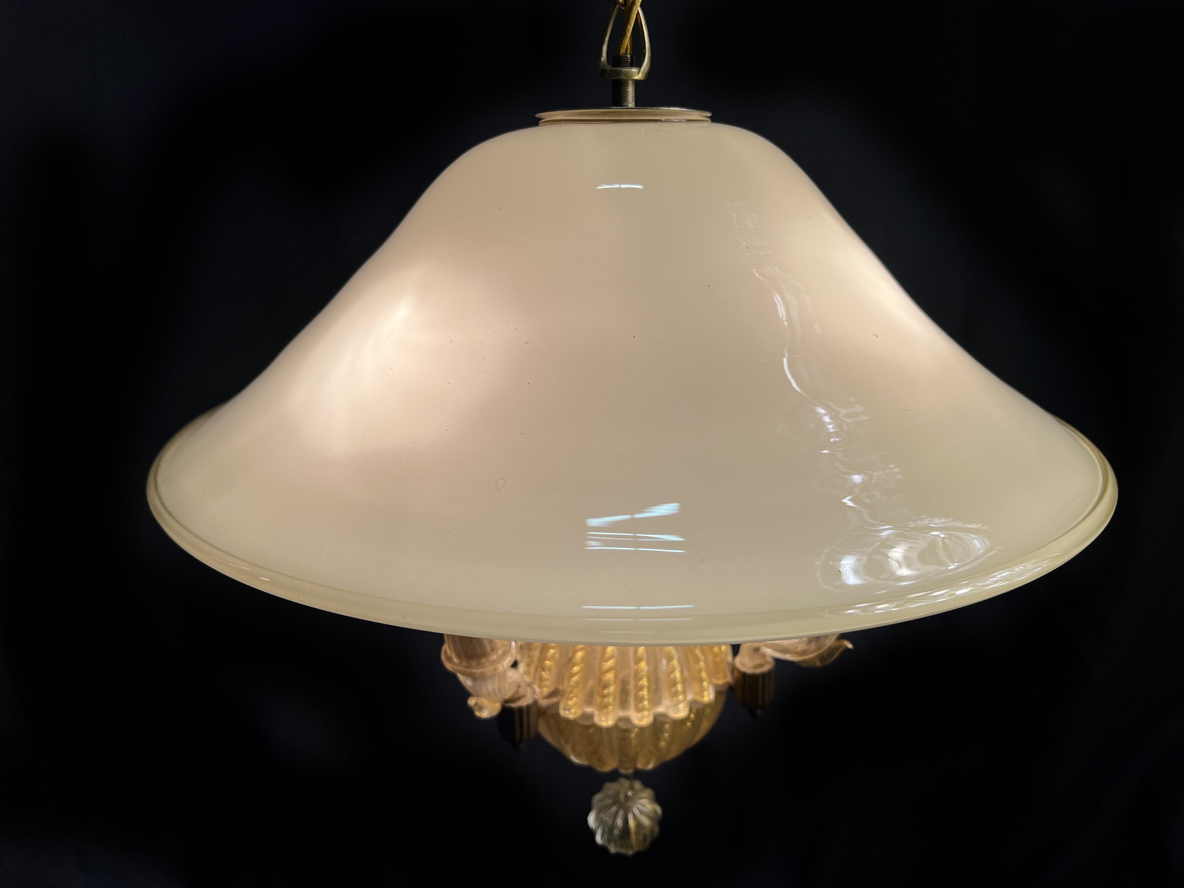 Lampadario italiano Inclusione oro di Barovier & Toso, Murano, anni '40 in vendita 6