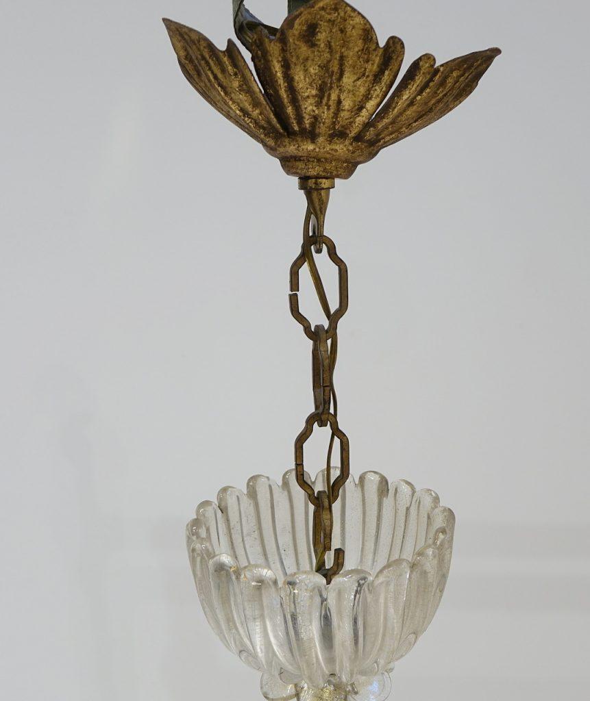 Italian Chandelier Gold Inclusion by Barovier & Toso, Murano, 1940s 8