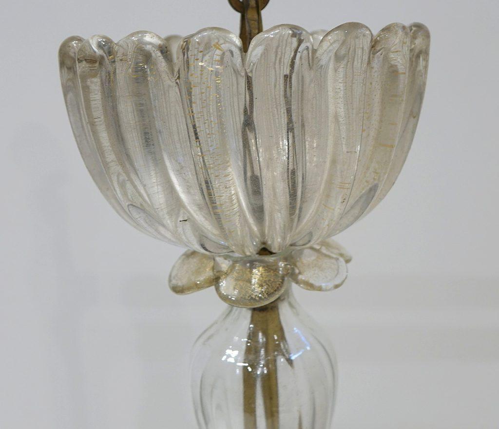 Italian Chandelier Gold Inclusion by Barovier & Toso, Murano, 1940s 3