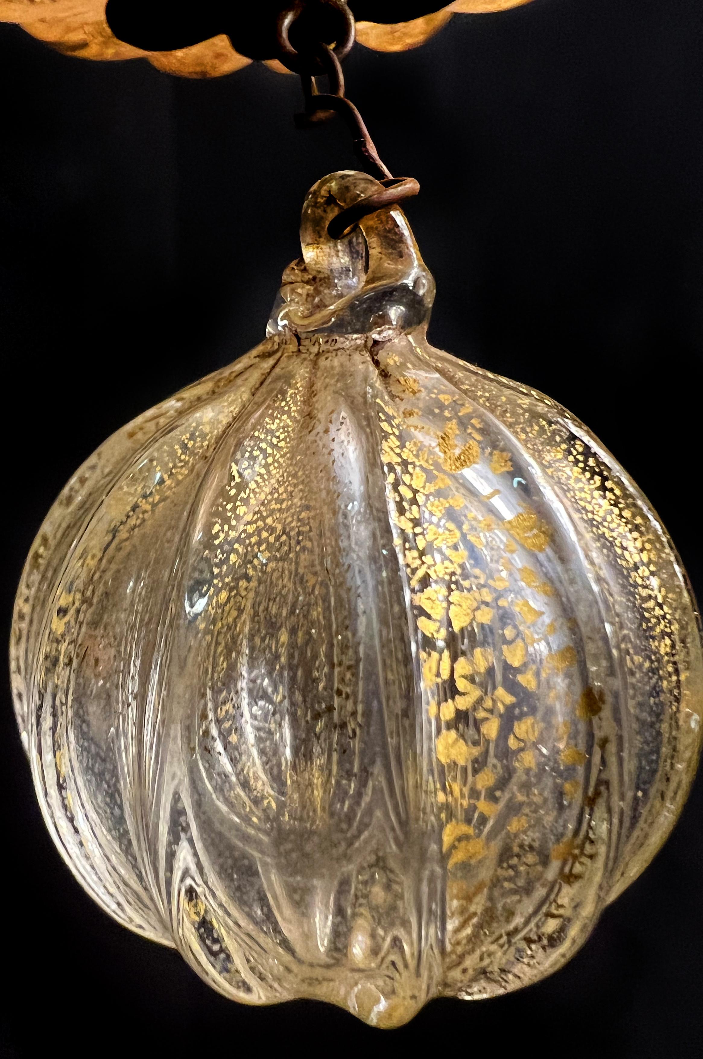 Lampadario italiano Inclusione oro di Barovier & Toso, Murano, anni '40 in vendita 3