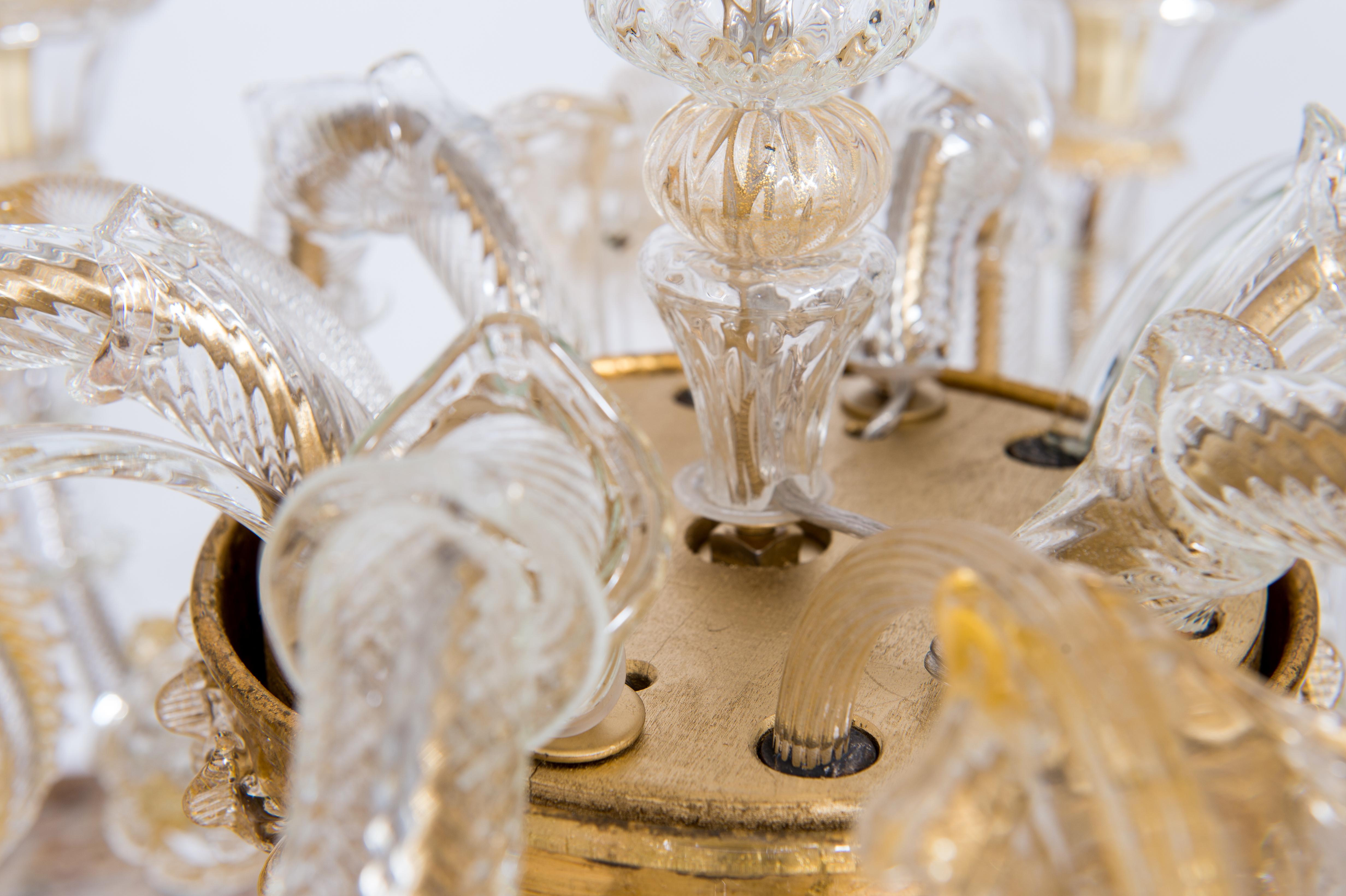 Rezzonico Chandelier in Gold Murano Glass Giovanni Dalla Fina 1980s Italy For Sale 9