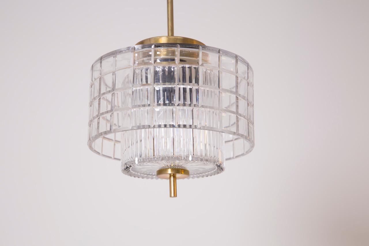 Mid-20th Century Italian Chandelier in Bohemia Crystal and Brass For Sale