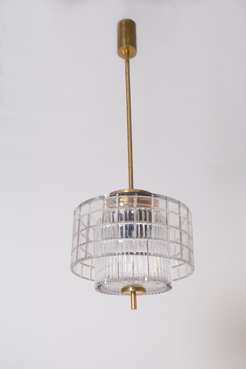 Italian Chandelier in Bohemia Crystal and Brass For Sale 4