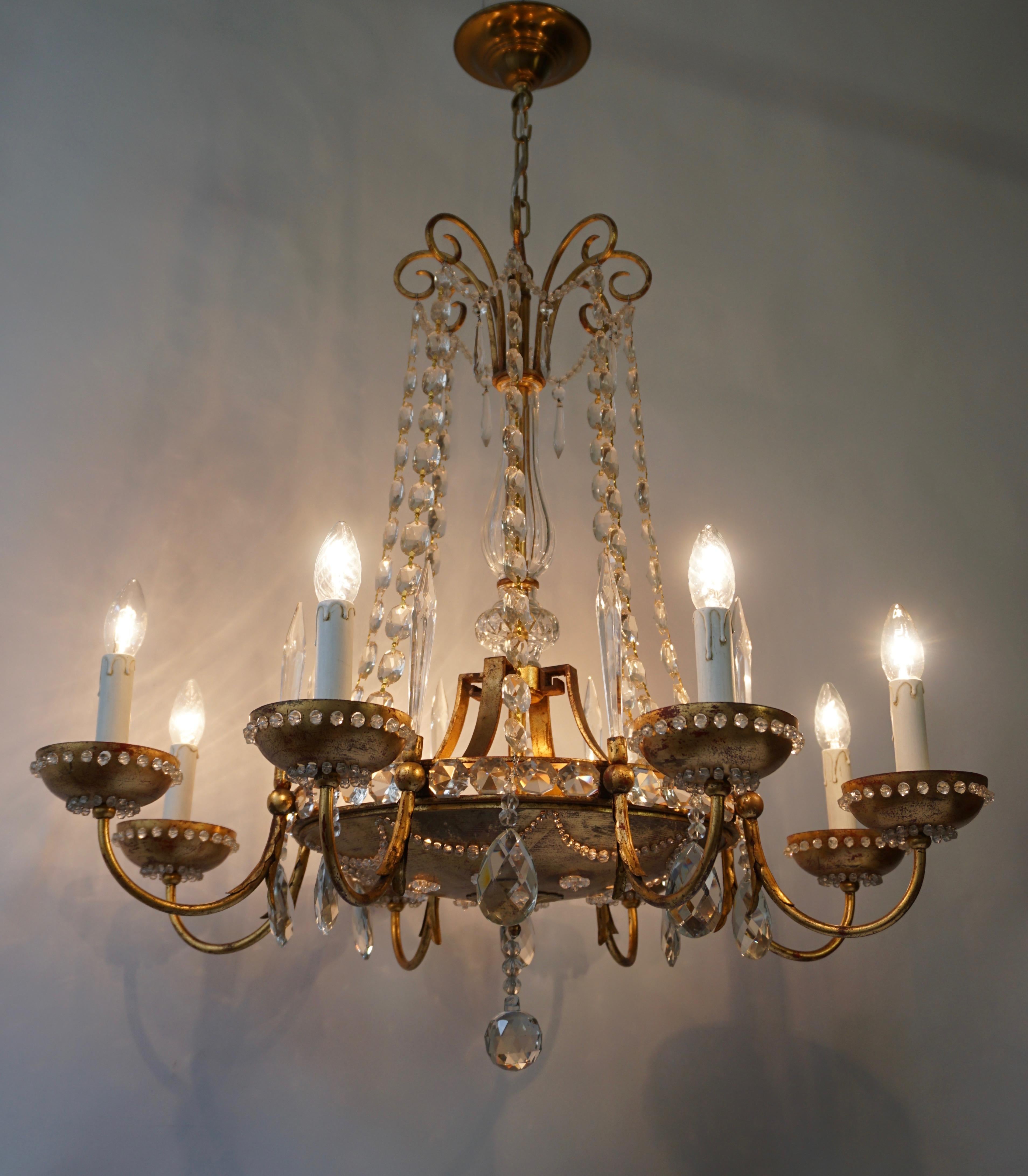 Italian Chandelier in Brass and Crystal 7