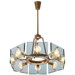 Gino Paroldo Chandelier in Brass and Glass