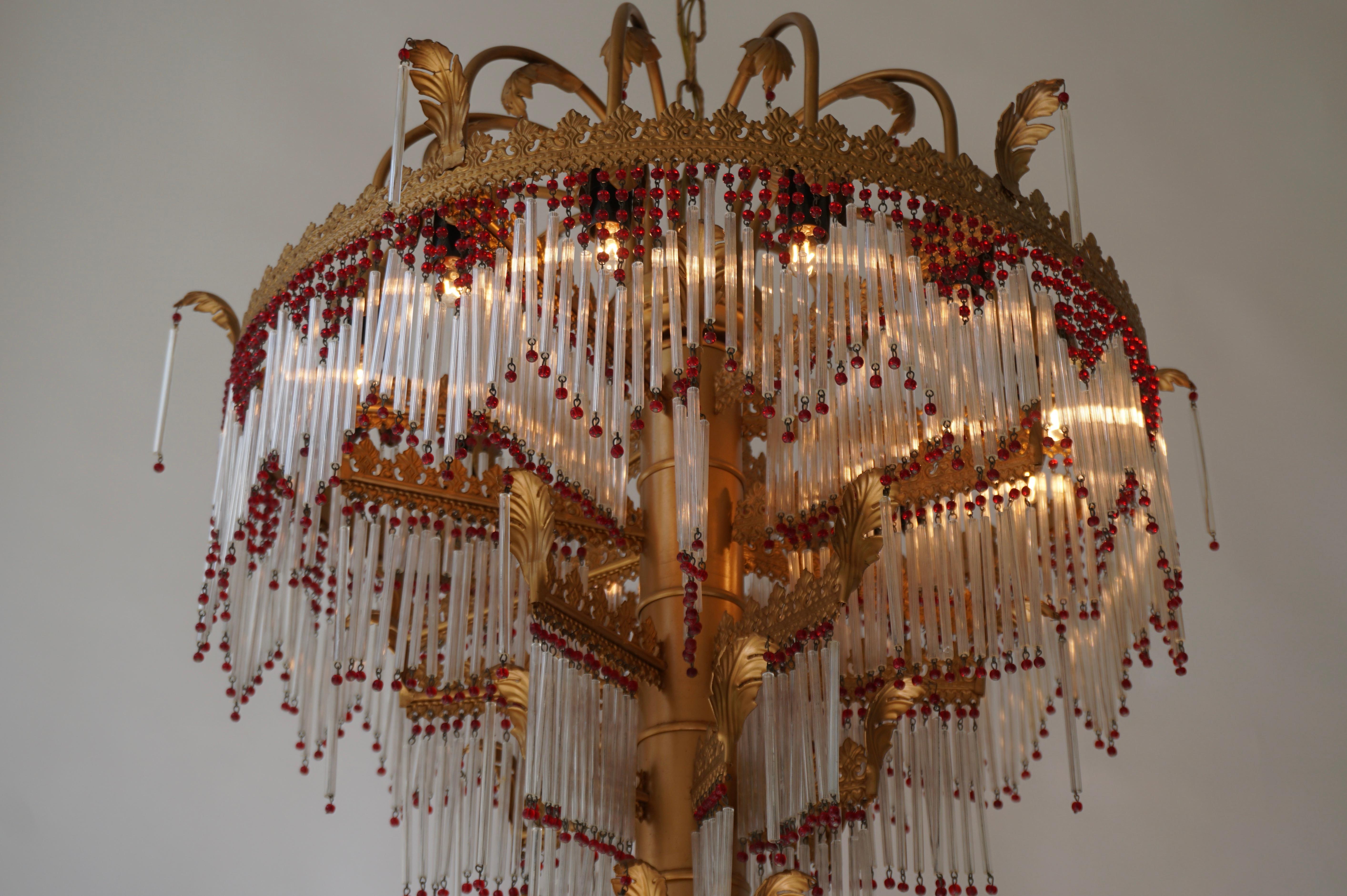 Italian Chandelier in Brass and Glass For Sale 10