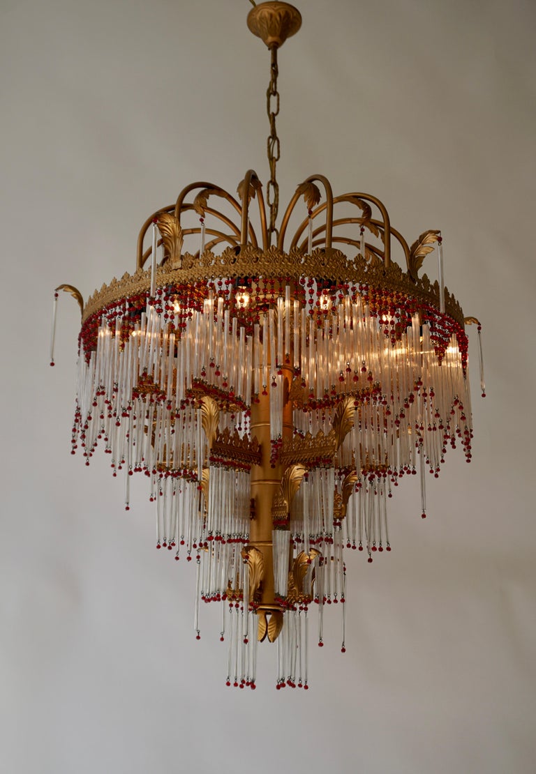 Italian Chandelier in Brass and Glass In Good Condition In Antwerp, BE