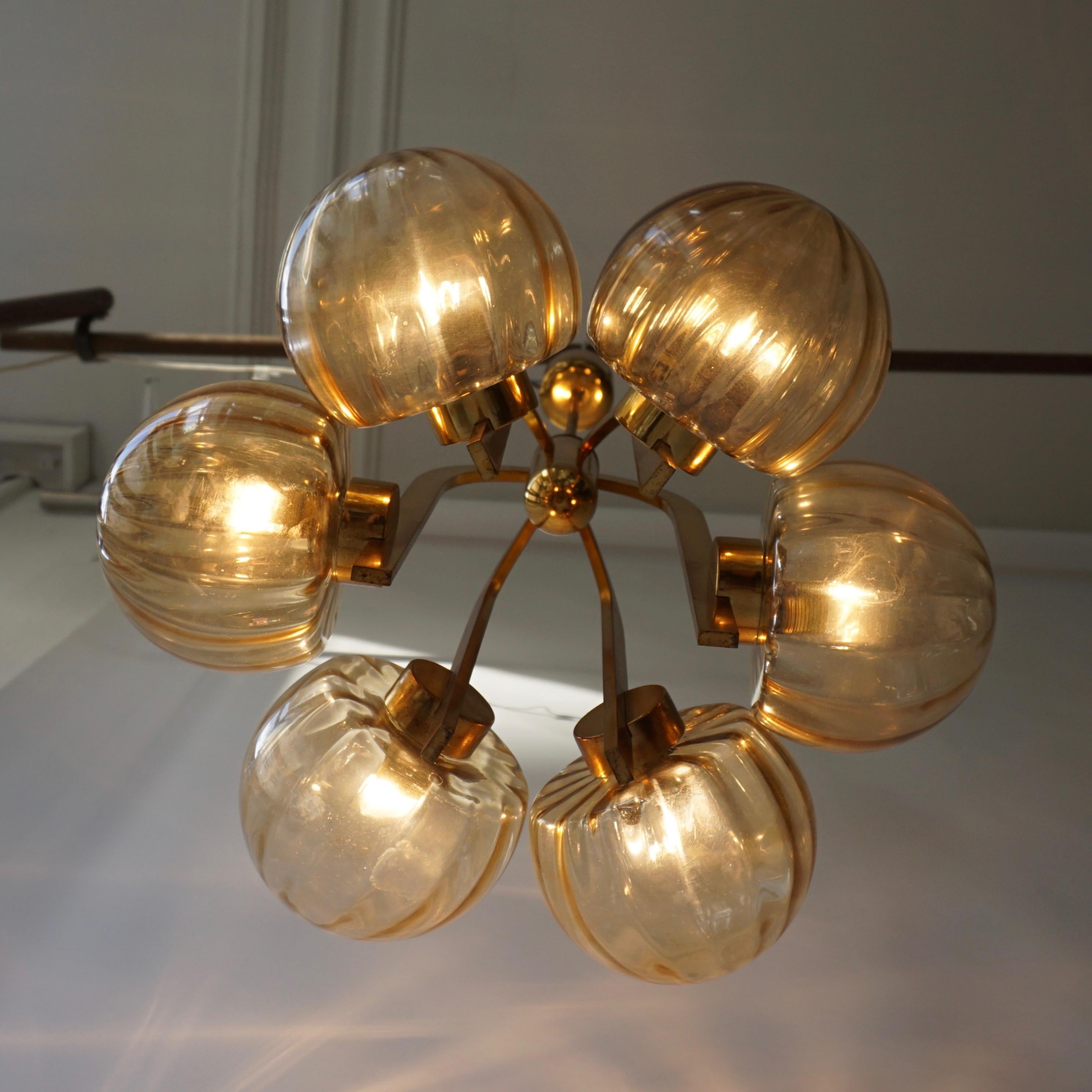 Italian Chandelier in Brass and Murano Glass 15