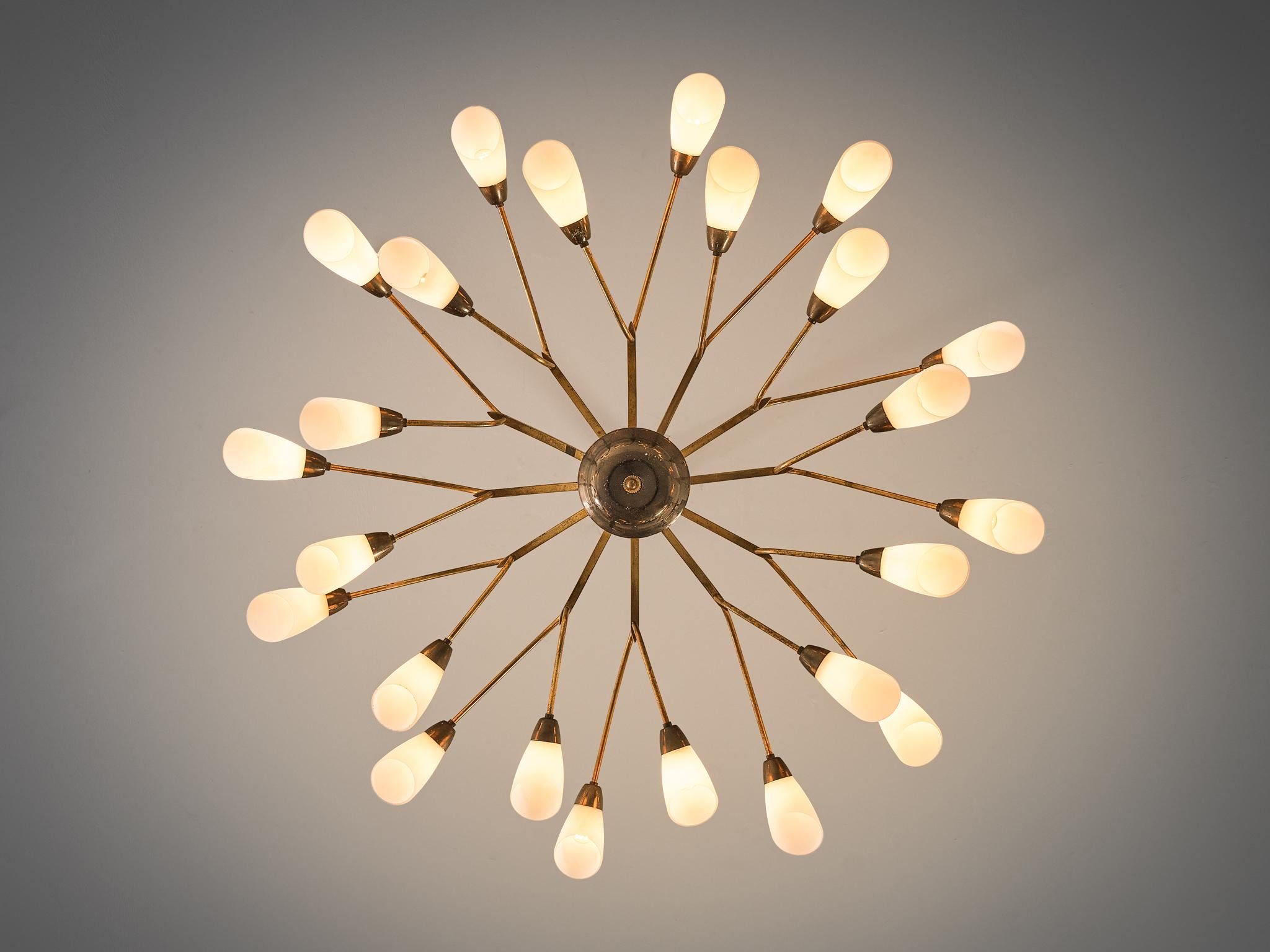 Italian Chandelier in Brass and White Opaque Glass 110cm/43.31in  2