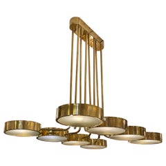 Italian Chandelier in Brass with 8 Lights in the Style of Stilnovo