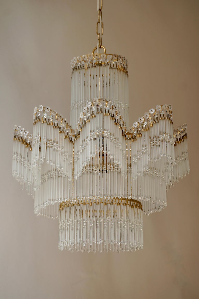Italian Chandelier in Glass and Brass For Sale 6