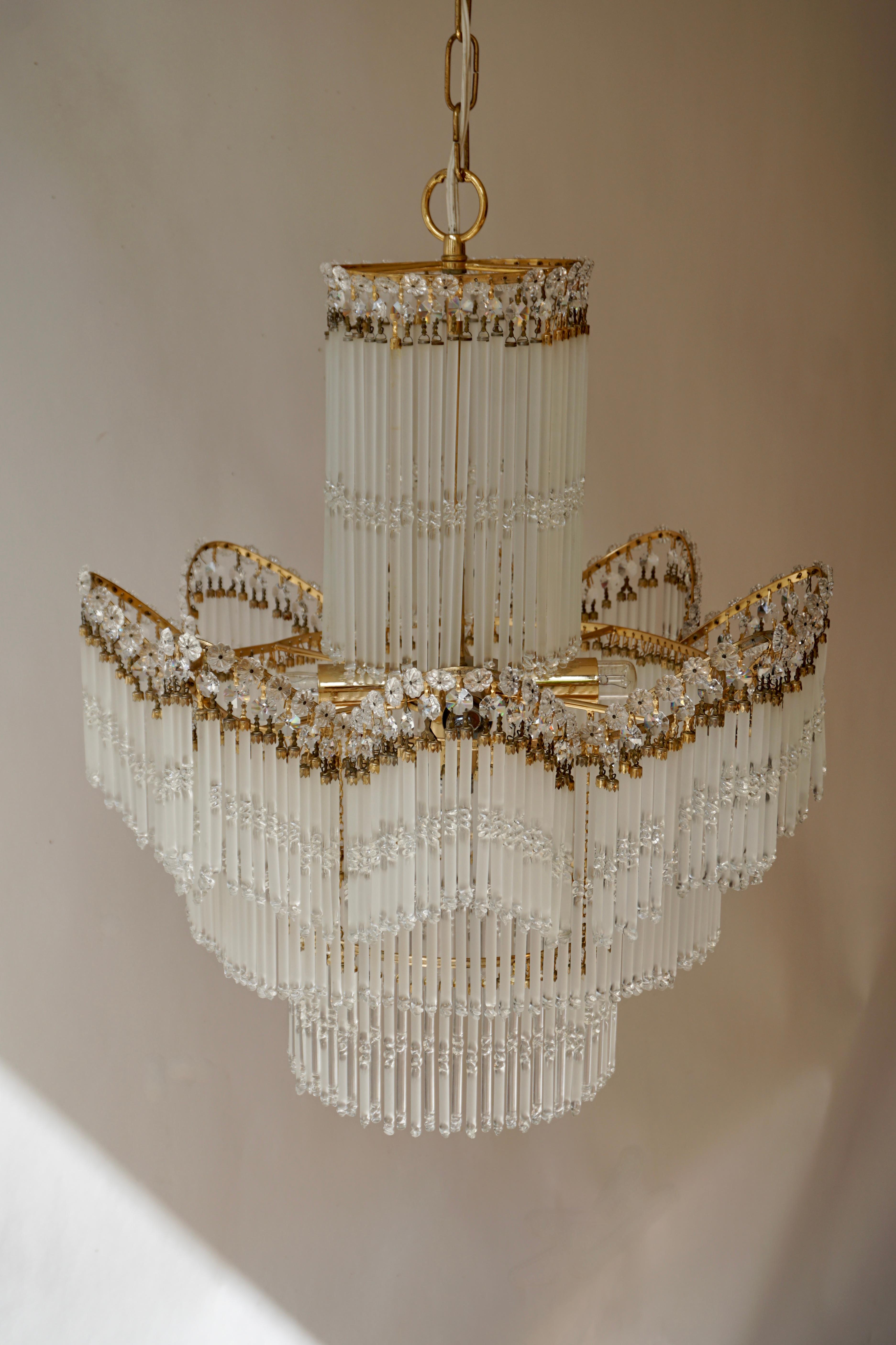 Italian Chandelier in Glass and Brass For Sale 7