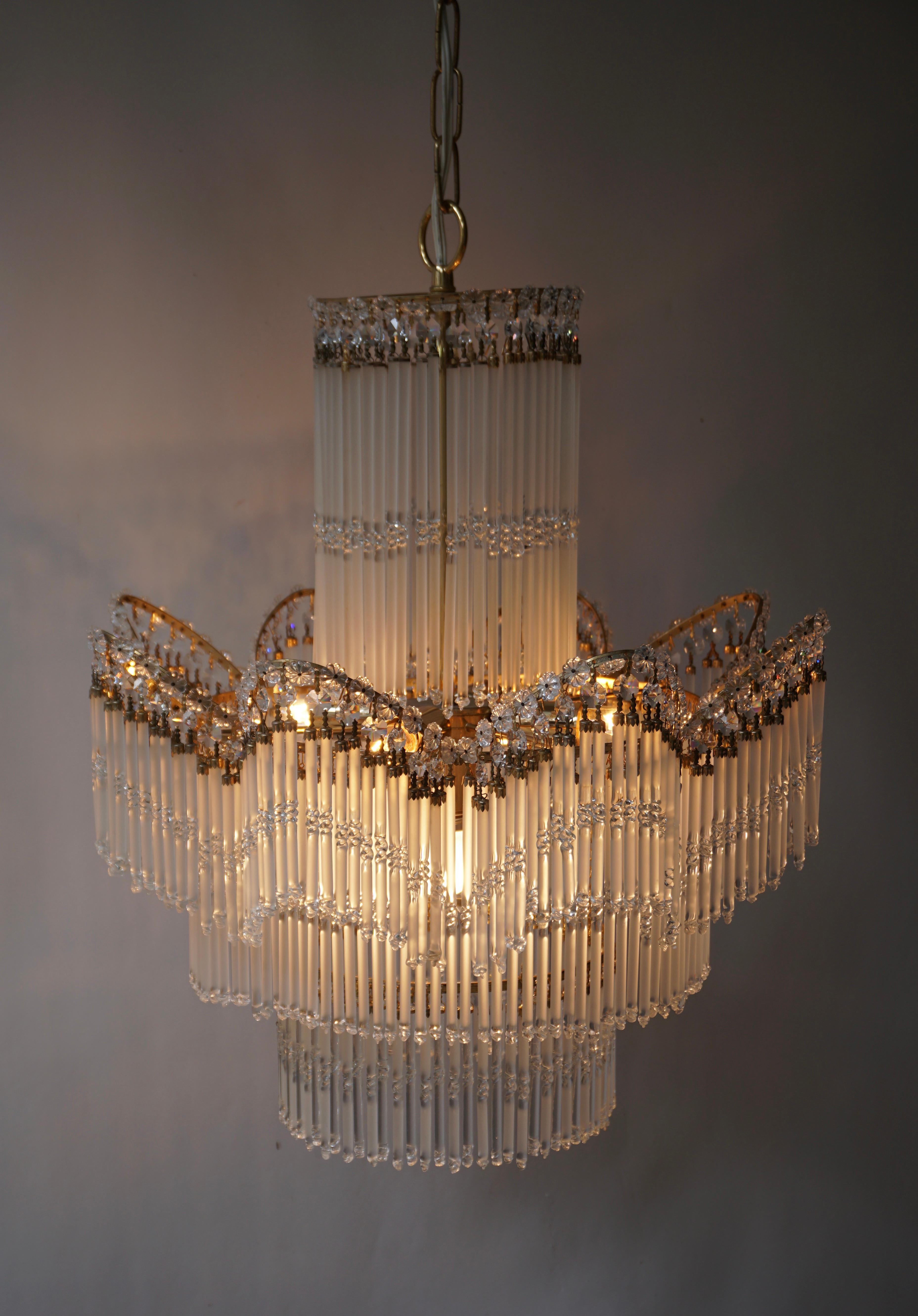 Italian Chandelier in Glass and Brass For Sale 10