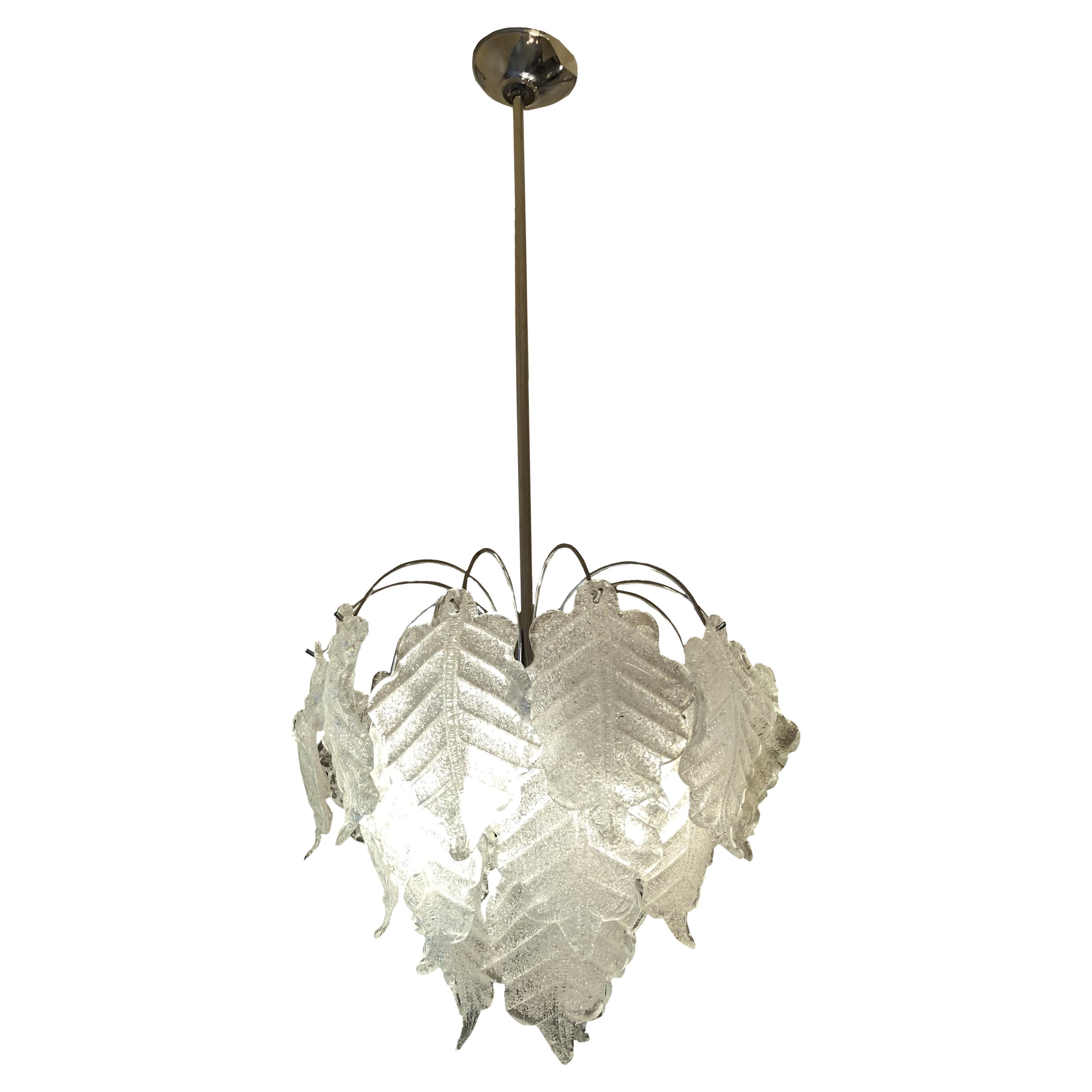 Italian Chandelier in Murano and Chrome, 1950 For Sale