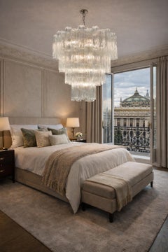 Lampadario italiano in vetro di Murano trasparente