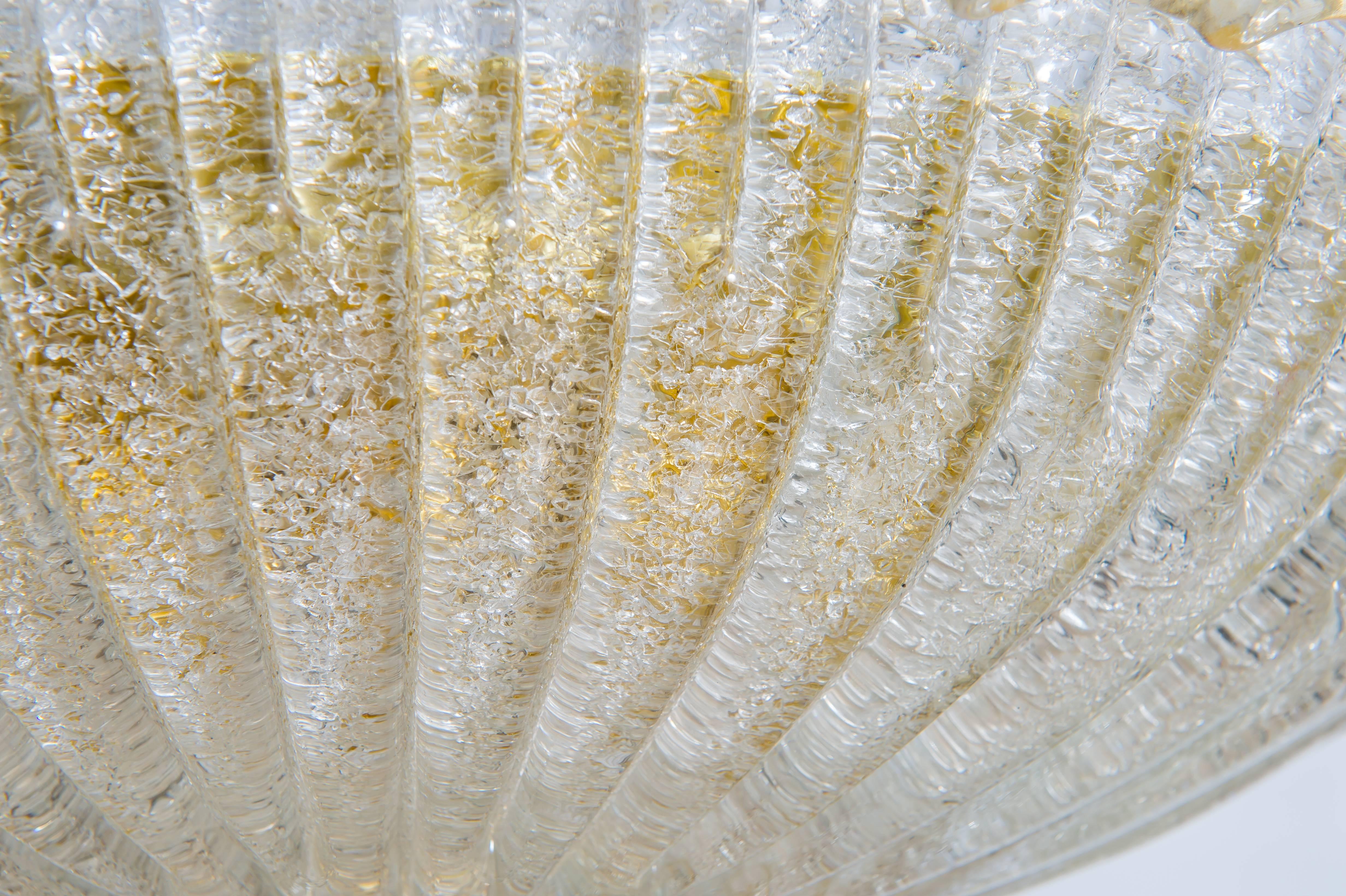Italian Flush Mount, Blown Murano Glass Gold finishes 20th In Excellent Condition In Villaverla, IT