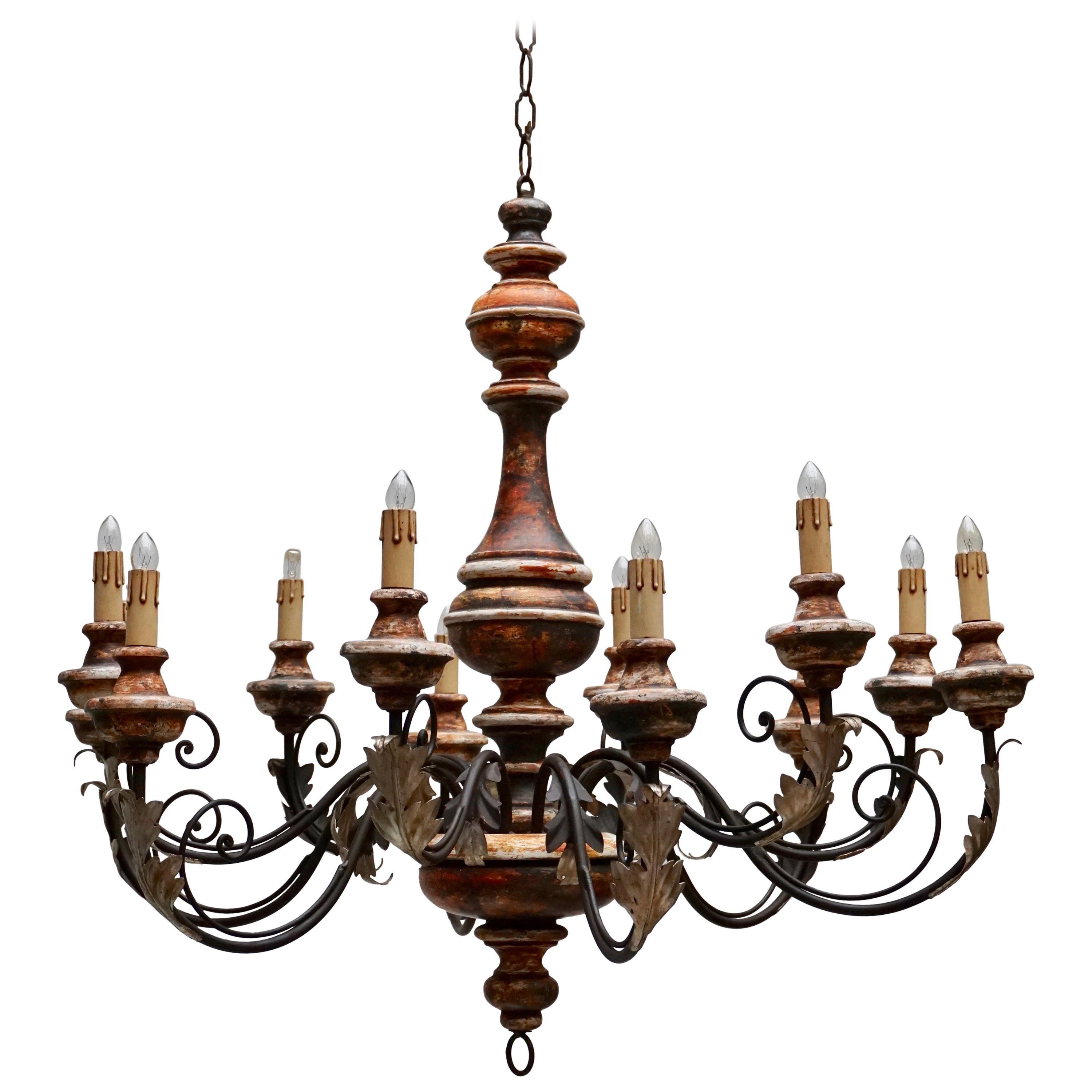 Italian Chandelier in Painted Wood