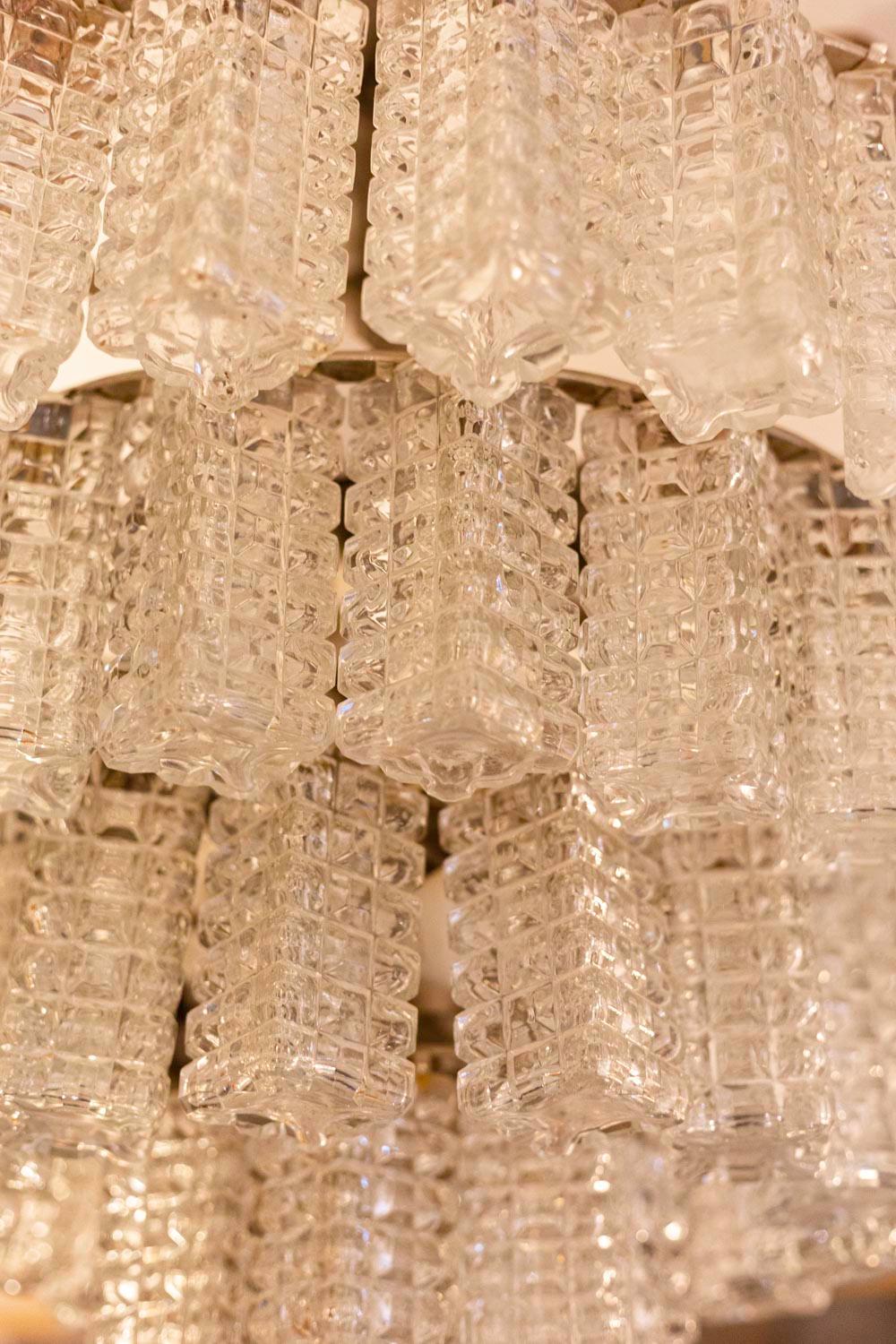 European Italian Chandelier in Parallelepiped Glass, 1960s For Sale