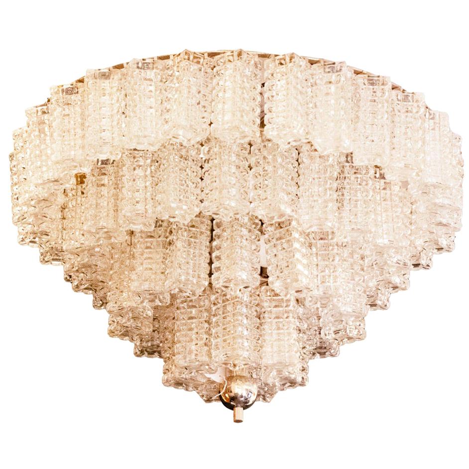 Italian Chandelier in Parallelepiped Glass, 1960s For Sale