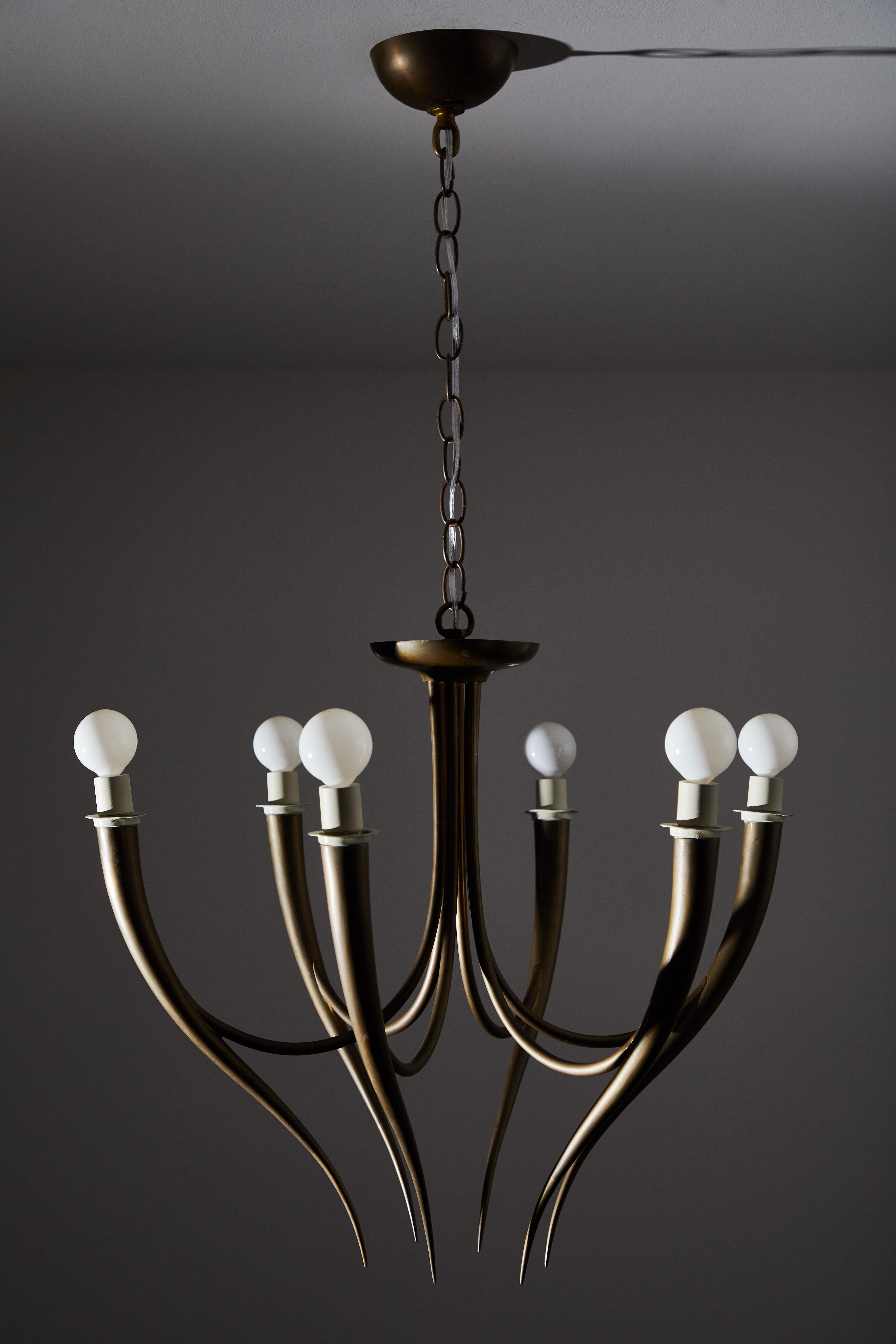 Brass Italian Chandelier in the Style of Gio Ponti