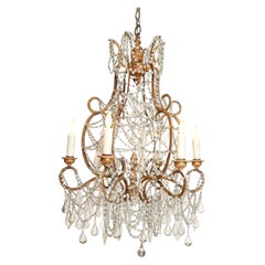Used Italian Chandelier in Wood, Gilt-Iron and Glass