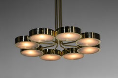 Italian Chandelier Modern Brass Style Stilnovo or Gino Sarfatti 50s "Loula"