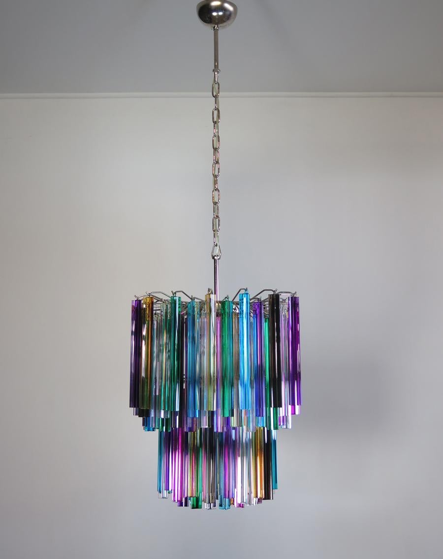 Italian Chandelier Multi-Color 107 Triedri, Murano, 1970s 6