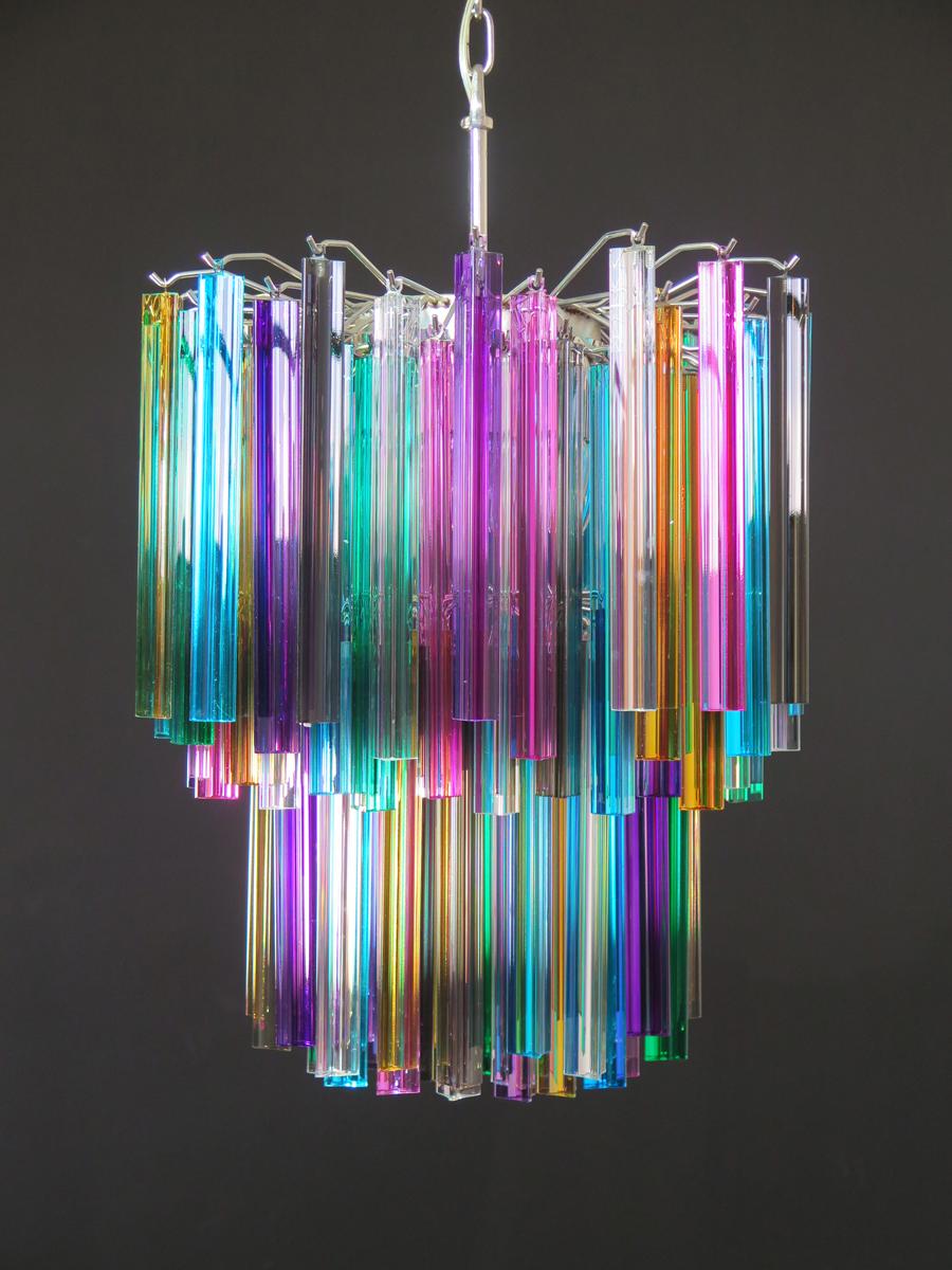 Italian Chandelier Multi-Color 107 Triedri, Murano, 1970s 7