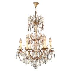 Italian Chandelier Murano Glass Elements Crystal Chandelier with Colored Drops