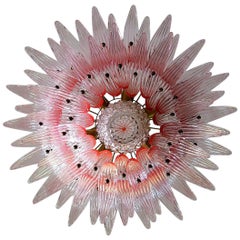 Lustre italien Palmette d'origine, verre rose, Murano