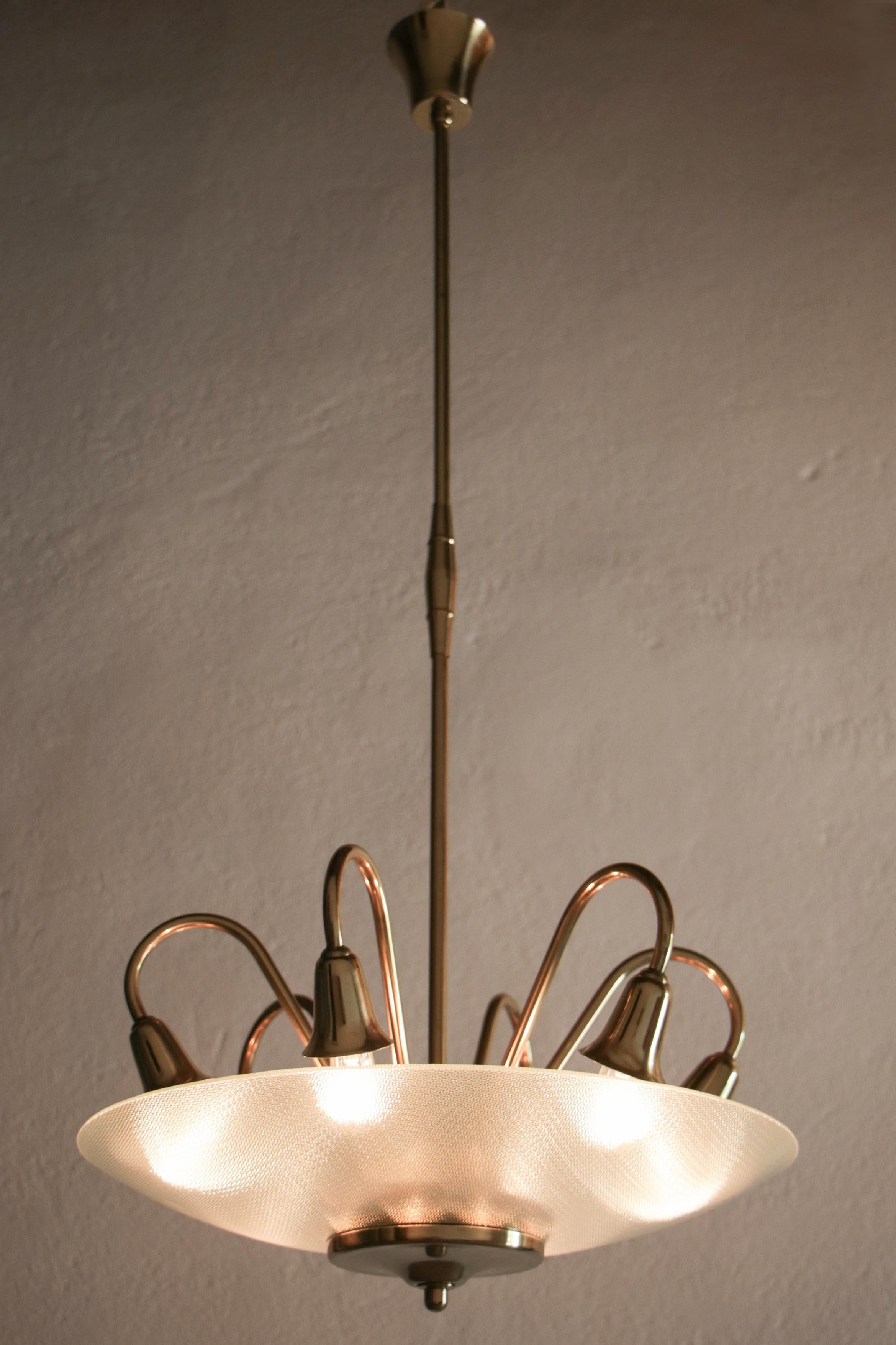 Italian Chandelier Pendant Ceiling Disco Lamp Attributed to Pietro Chiesa, 1950s For Sale 7
