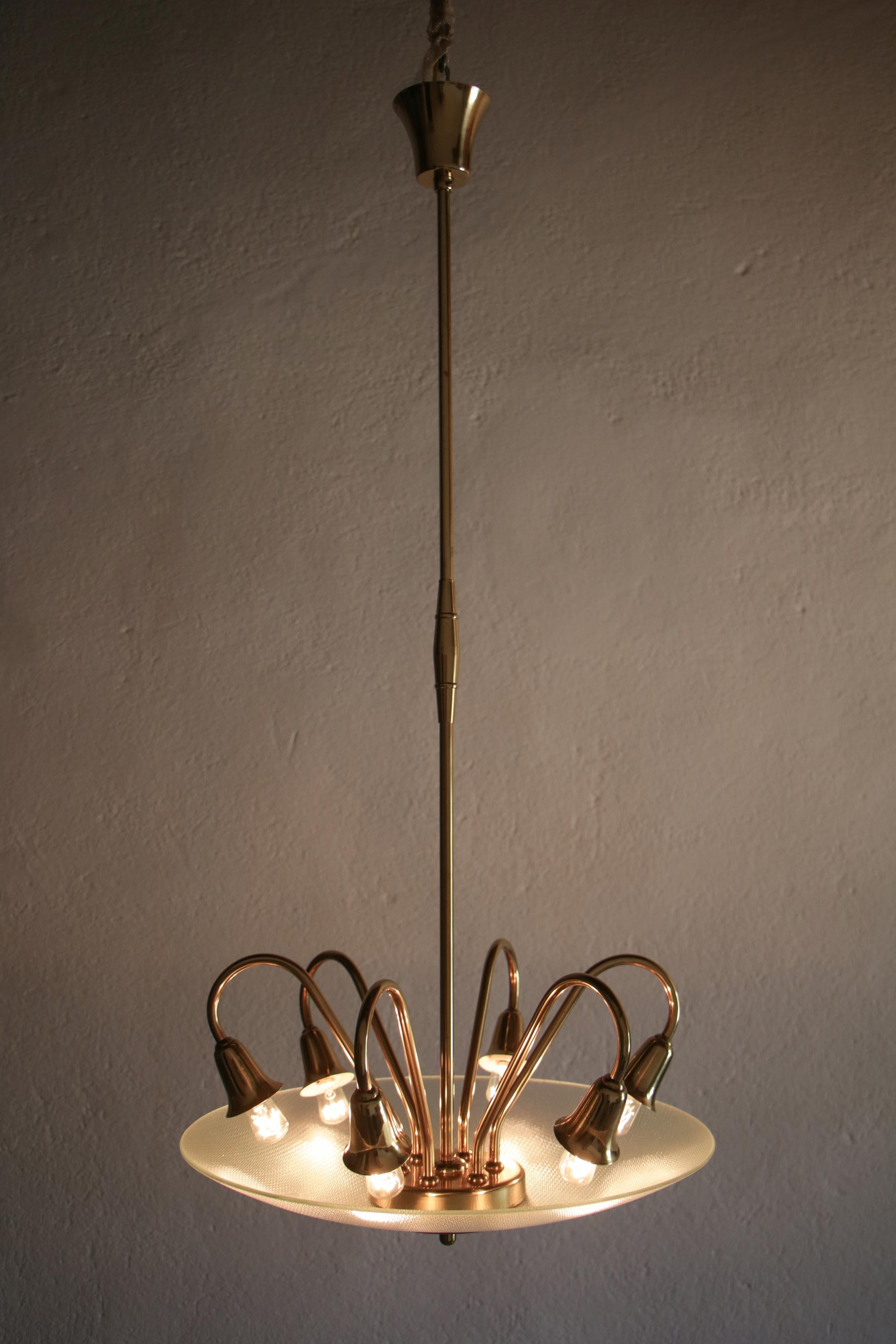 Italian Chandelier Pendant Ceiling Disco Lamp Attributed to Pietro Chiesa, 1950s For Sale 8