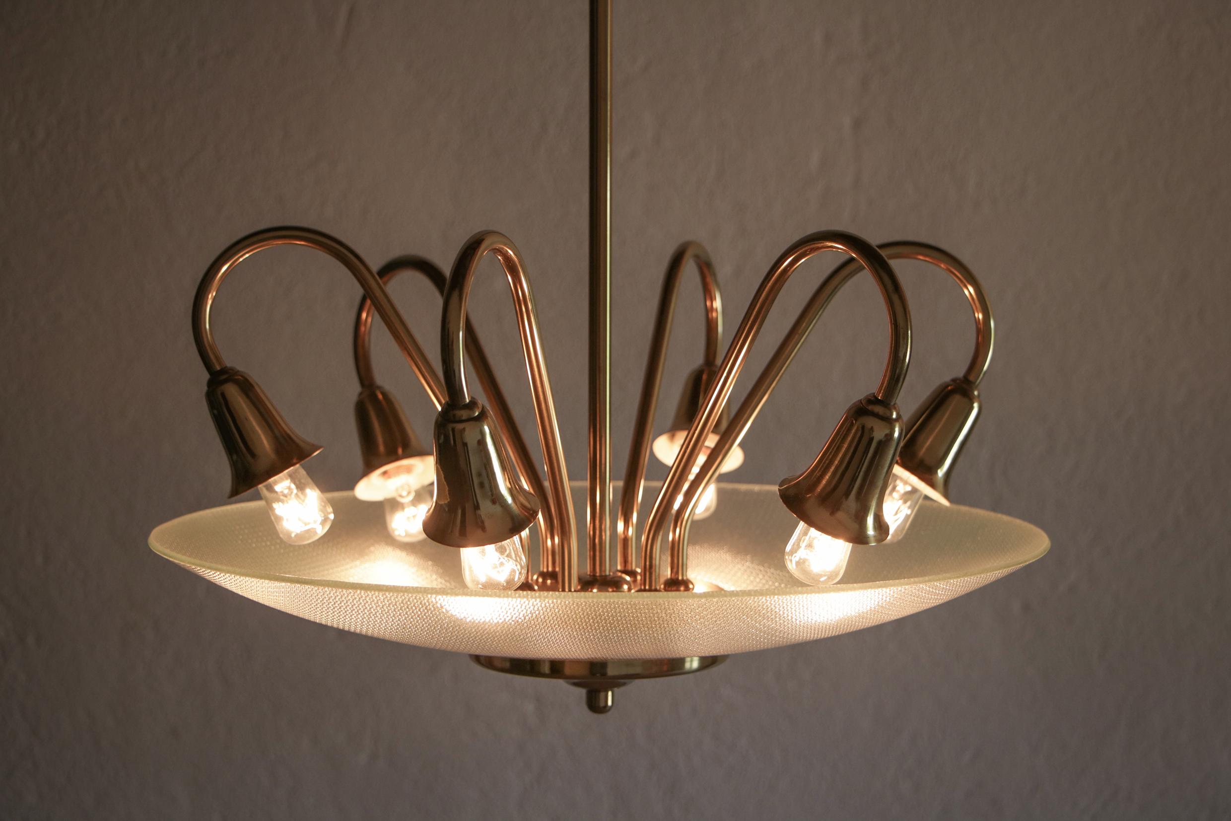 Italian Chandelier Pendant Ceiling Disco Lamp Attributed to Pietro Chiesa, 1950s For Sale 9
