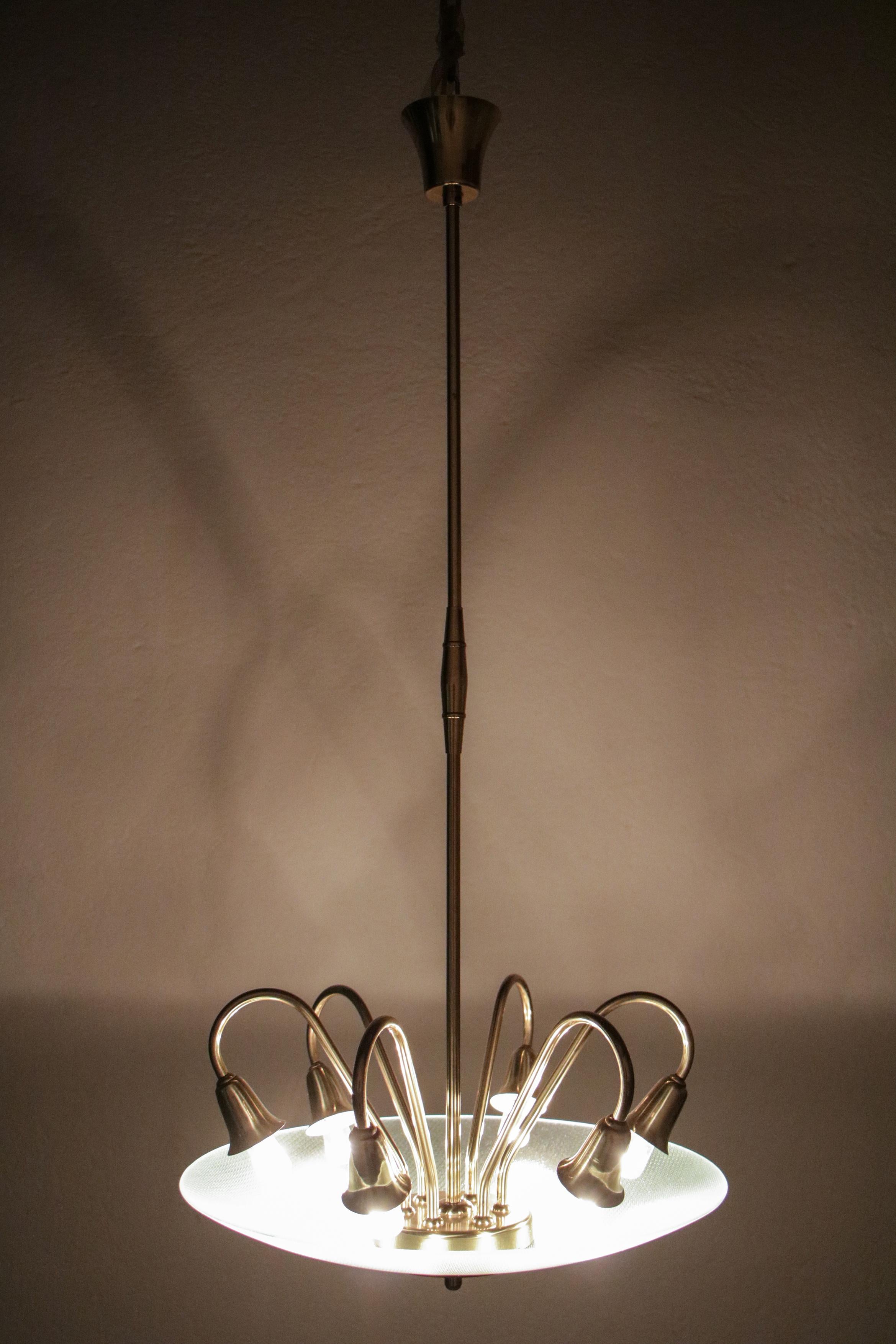 Italian Chandelier Pendant Ceiling Disco Lamp Attributed to Pietro Chiesa, 1950s For Sale 13