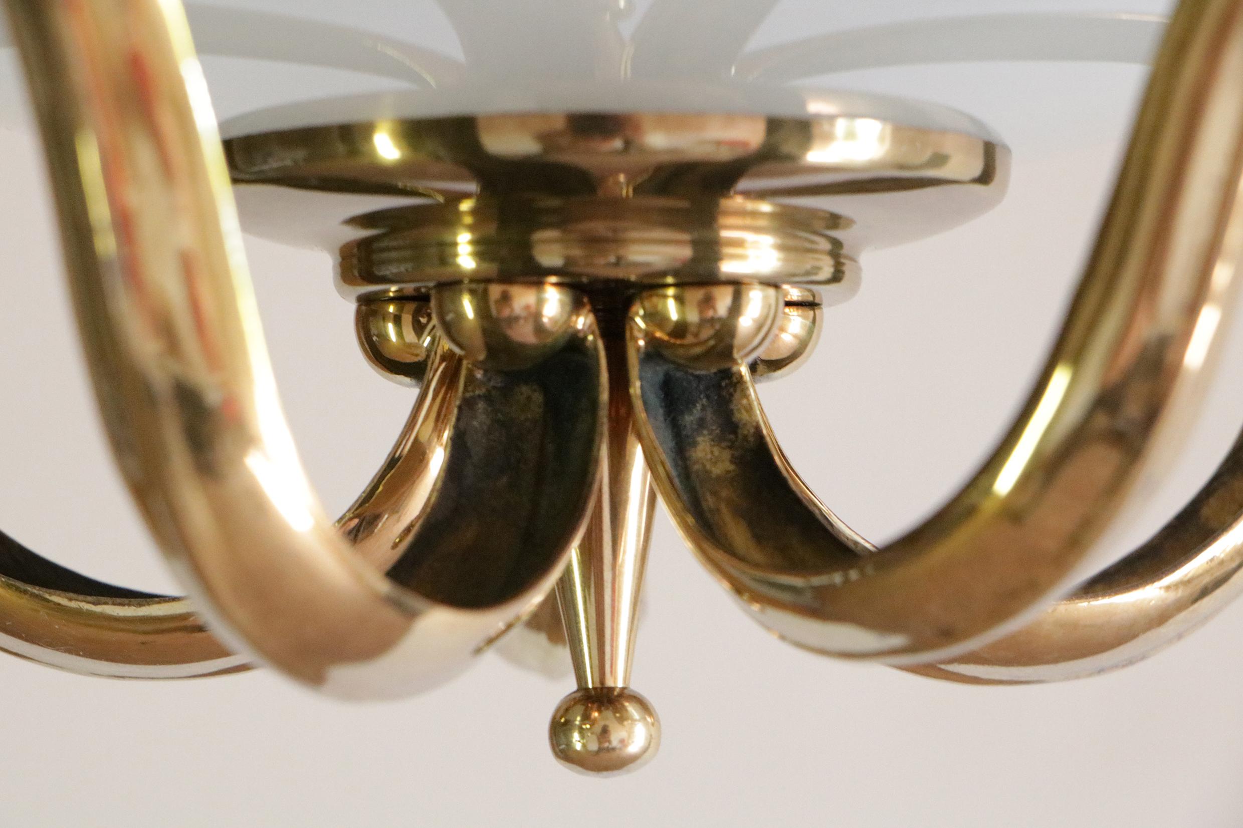 Italian Chandelier with Brass Decorations Attributed to Pietro Chiesa, 1950s 6