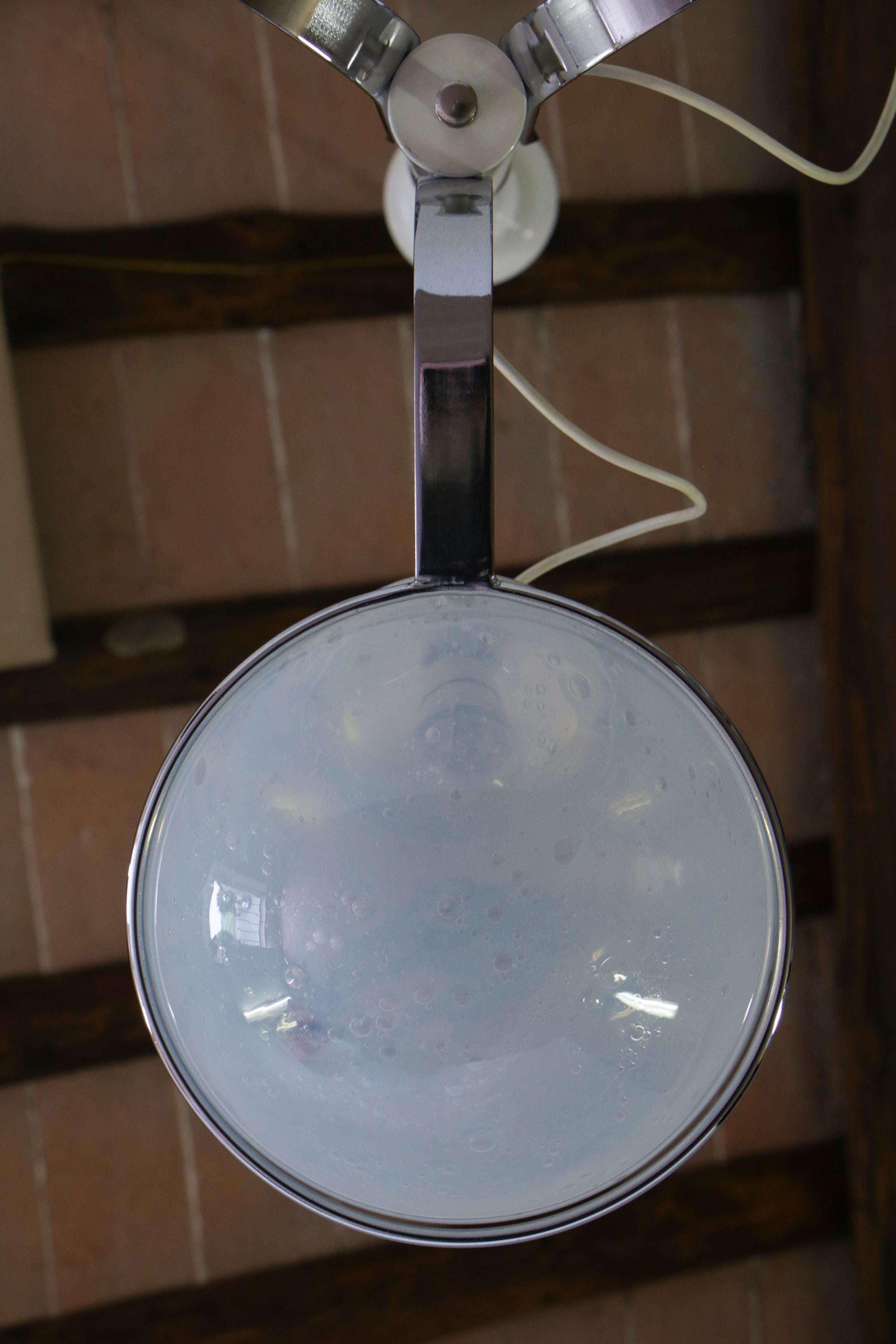 Italian Chandelier Pendant Light Murano Glass Attributed to Gino Sarfatti, 1970s For Sale 4