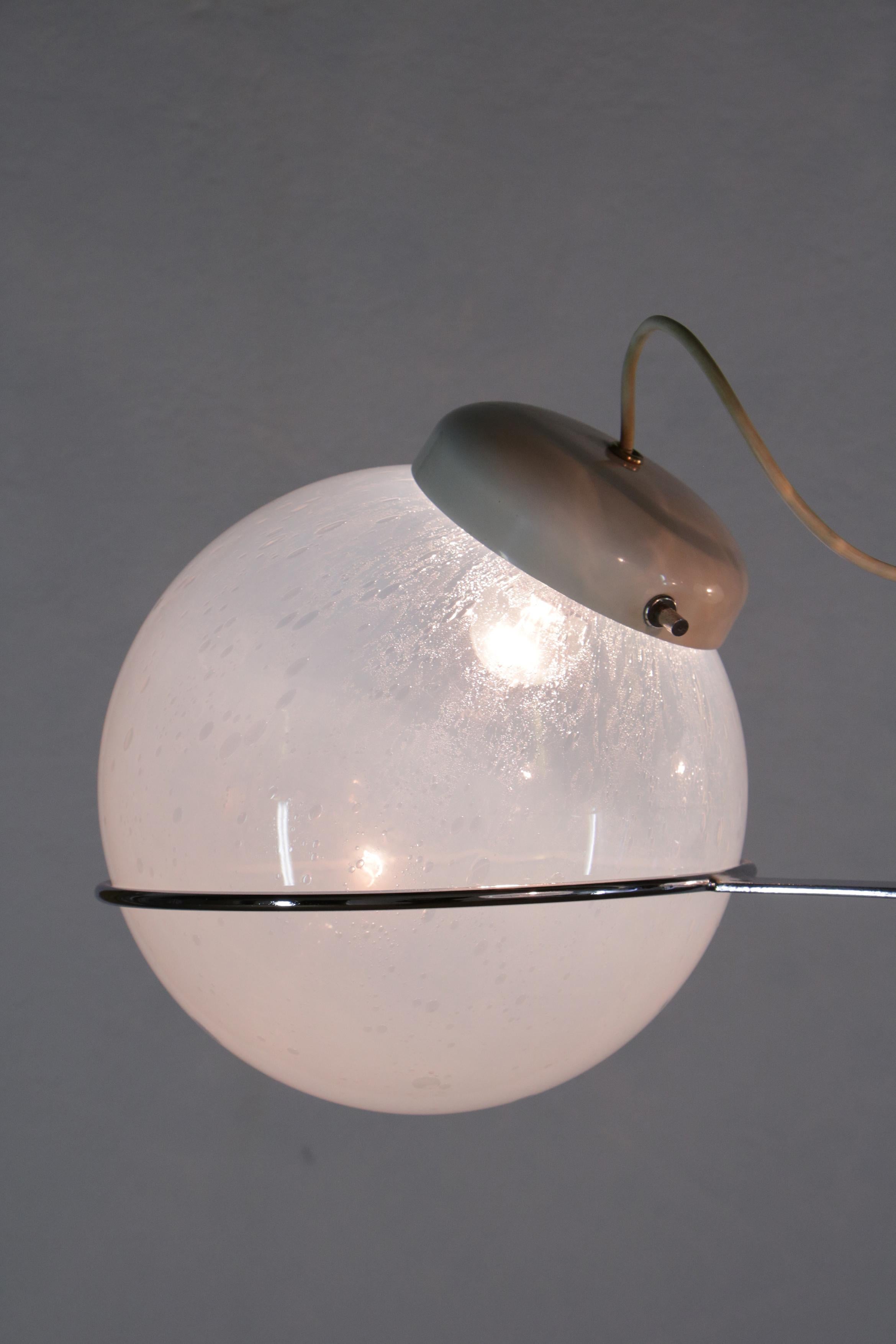 Italian Chandelier Pendant Light Murano Glass Attributed to Gino Sarfatti, 1970s For Sale 9