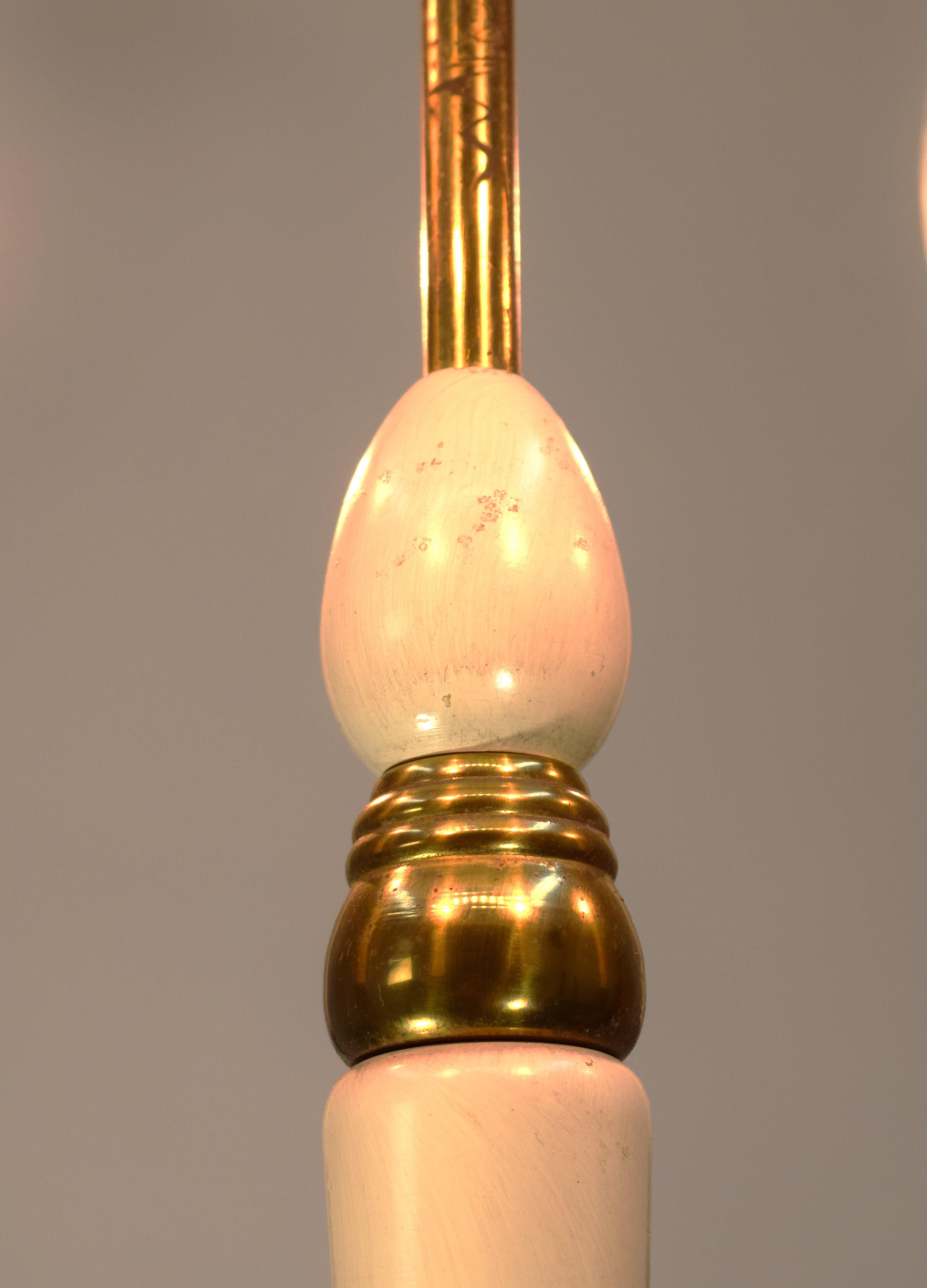 Metal Italian chandelier, six lights, 1950s For Sale