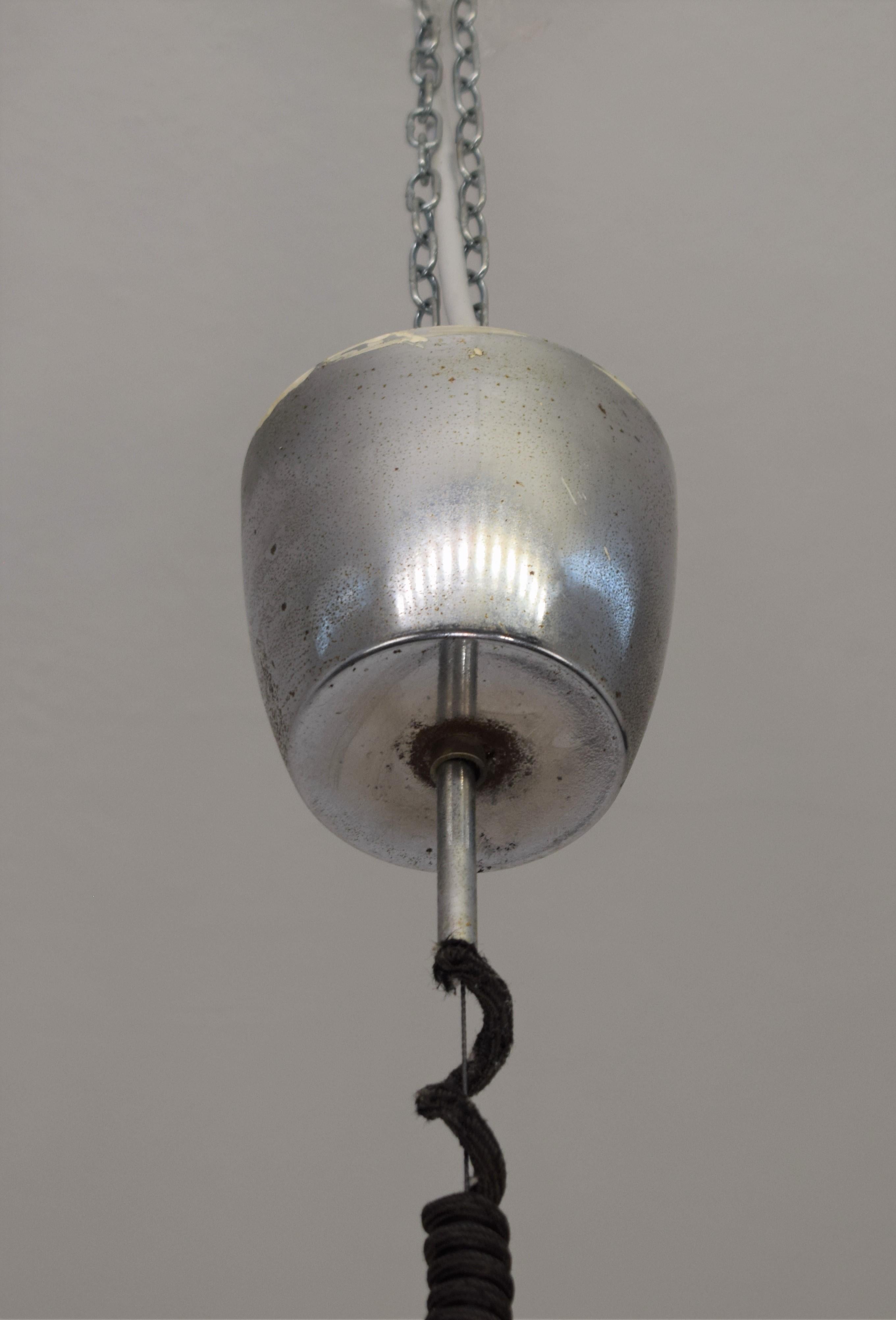 Italian chandelier, steel and glass, 1970s For Sale 1