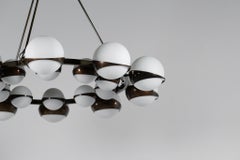 Italian Chandelier Stilnovo Style Opalines Brass Large Sculptural