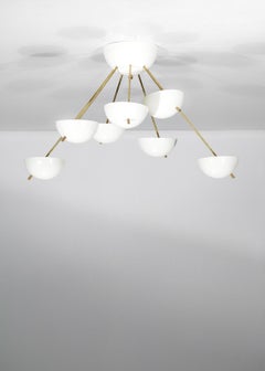Chandelier Italien Gino Sarfatti Vintage 10 Tasses "Tessa"