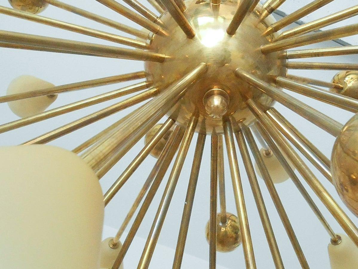 Late 20th Century Italian Chandelier with Amber Murano Glass and Brass, 1990s