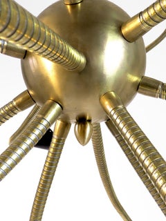 Italian Chandelier with Brass Structure and Adjustable Arms with Black Cones