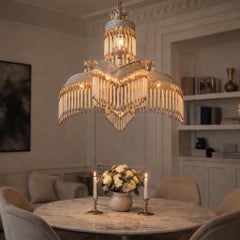 Italienischer Kronleuchter mit Kristalltropfen und Glasstäben, 1970er Jahre