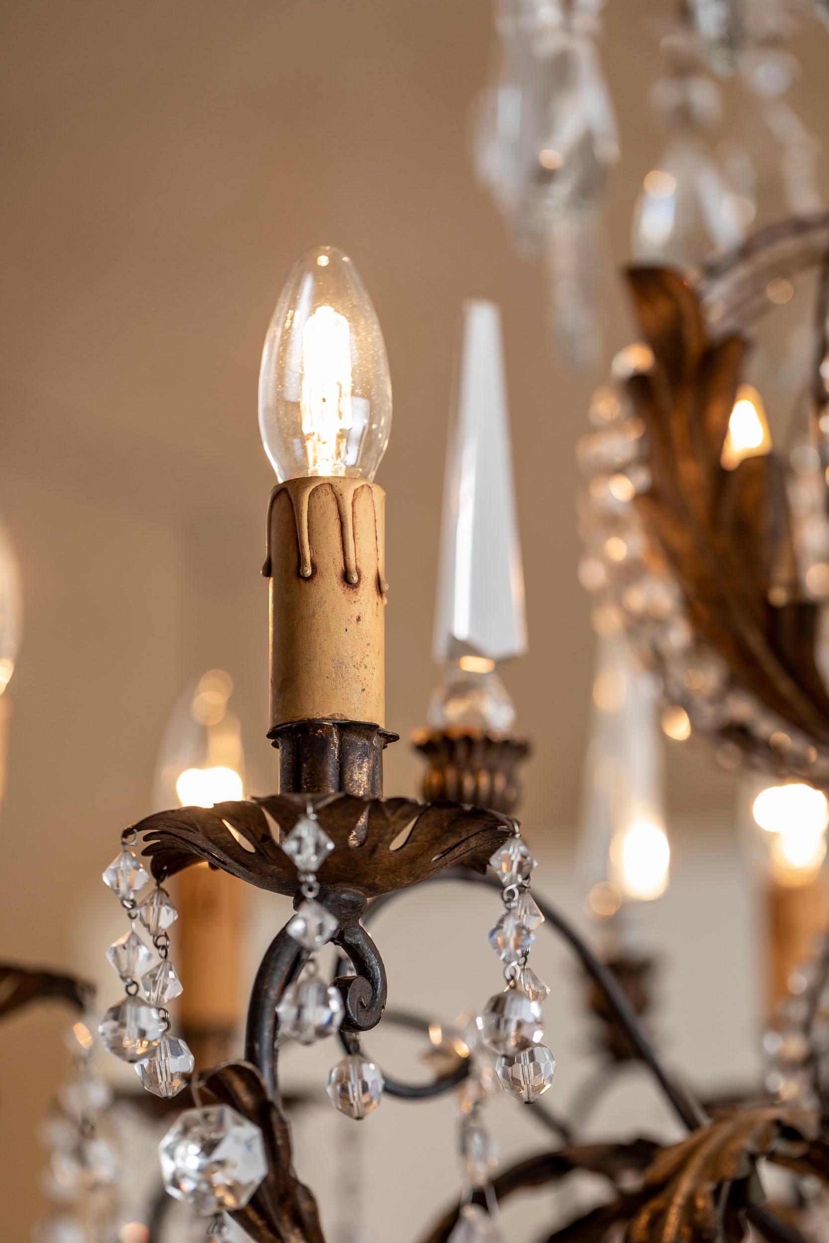 Italian glass drops chandelier  For Sale 8