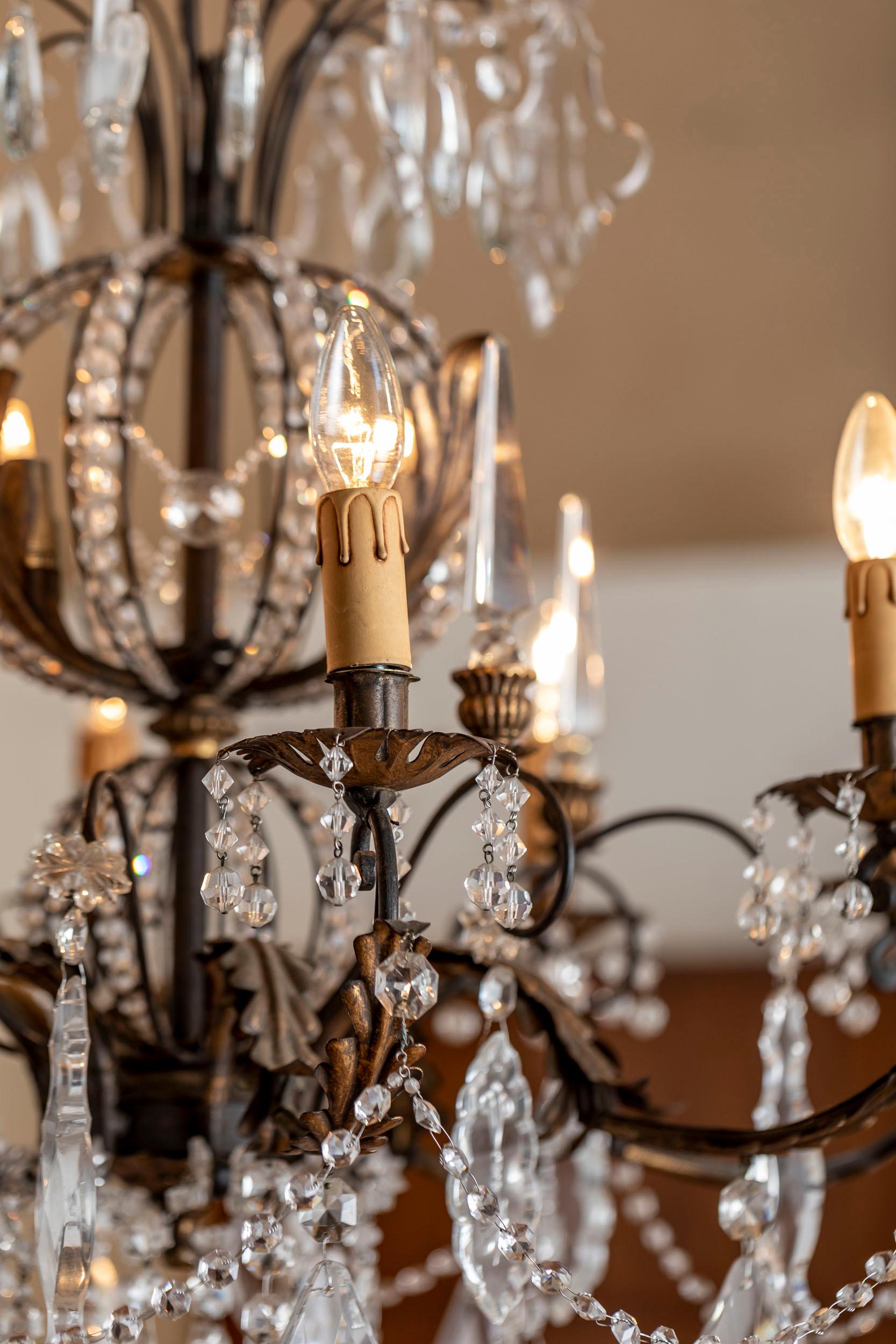 Italian glass drops chandelier  For Sale 9