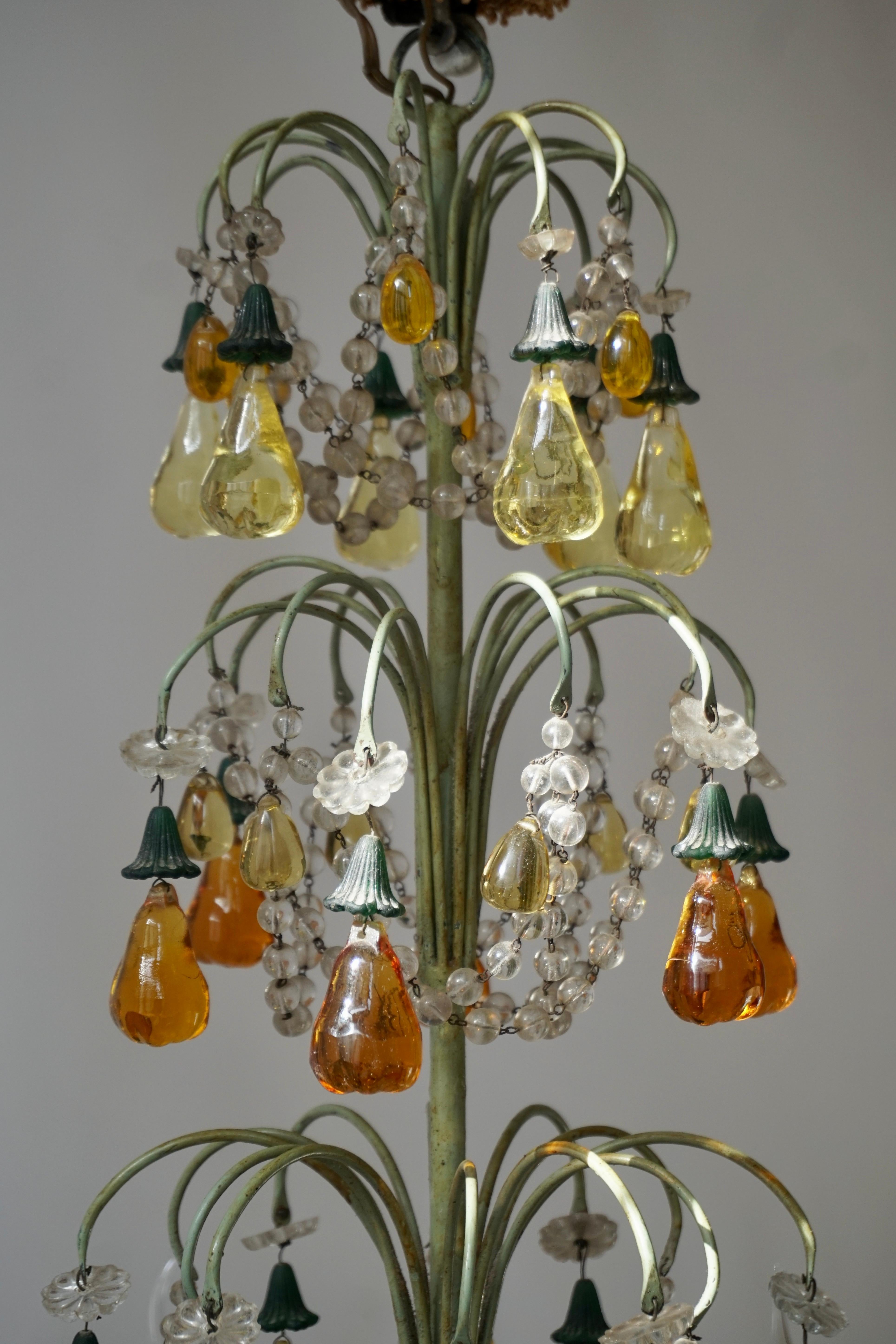 Italian Chandelier with Murano Glass Fruit For Sale 4
